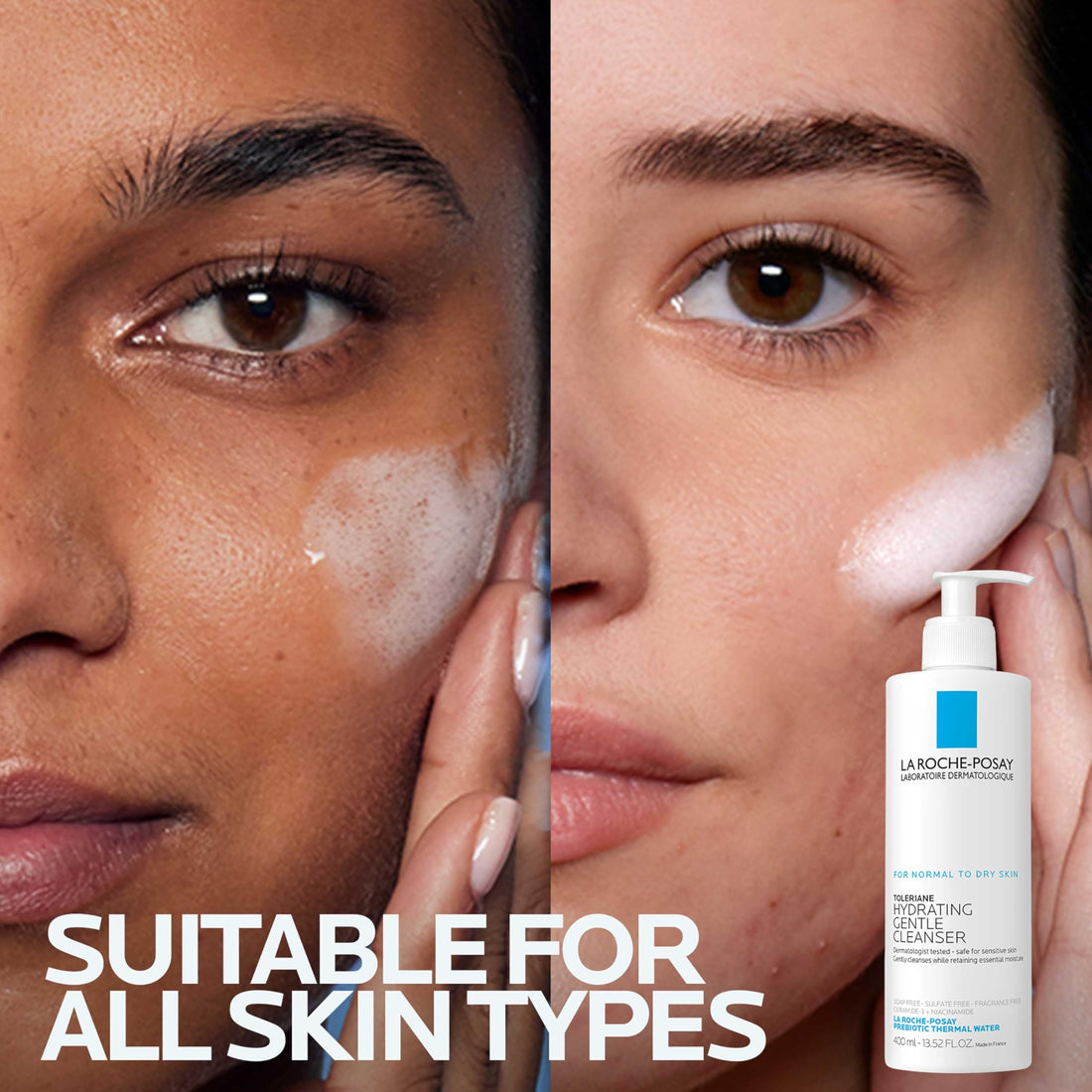 La Roche-Posay Toleriane Hydrating Gentle Face Cleanser, Hydrating Facial Cleanser With Niacinamide + Ceramides, Daily Face Wash For Dry Skin To Normal Skin, Sensitive Skin Tested, Fragrance Free
