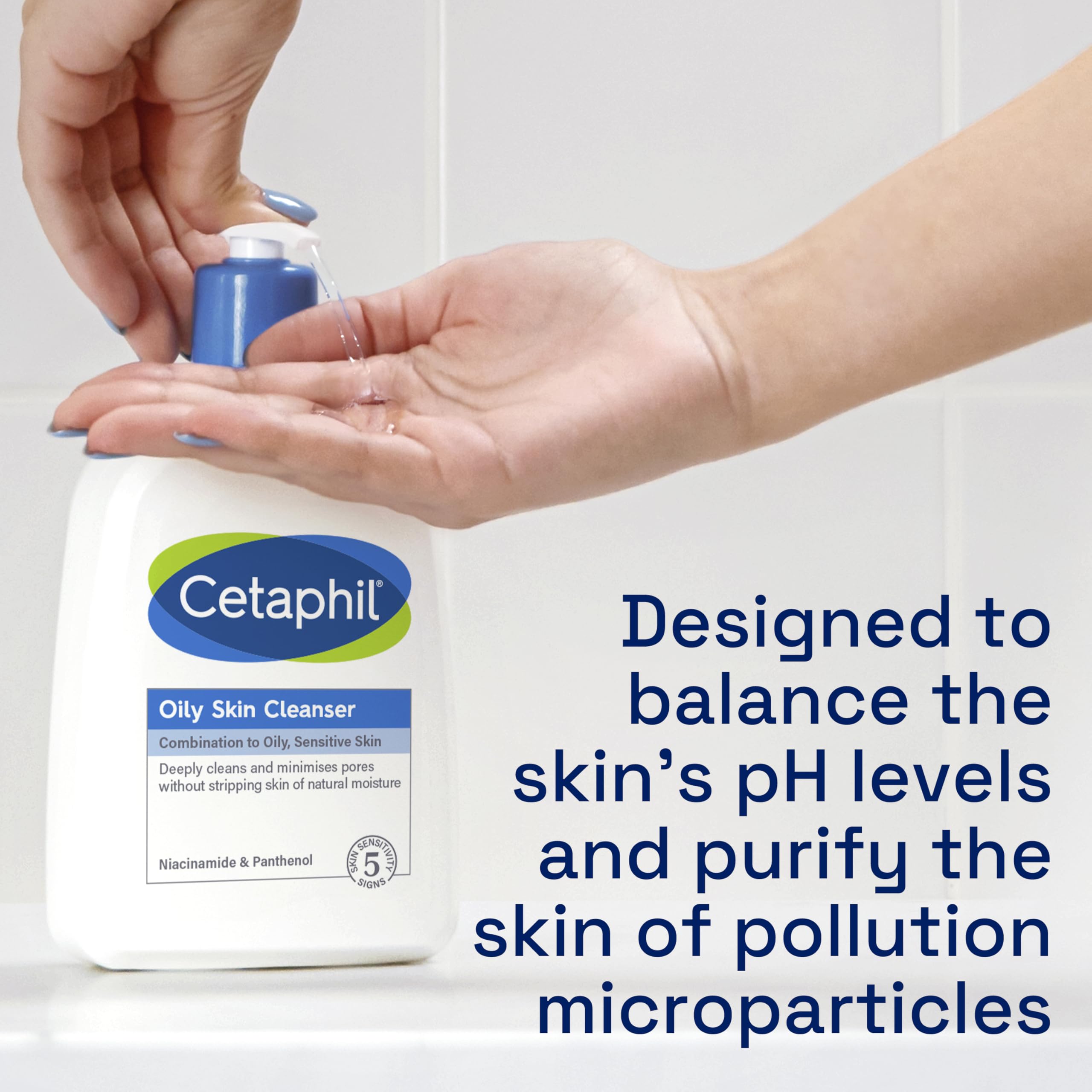 Cetaphil Oily Skin Cleanser, 473ml, Face Wash, For Combination to Oily Sensitive Skin, With Niacinamide, Packaging May Vary