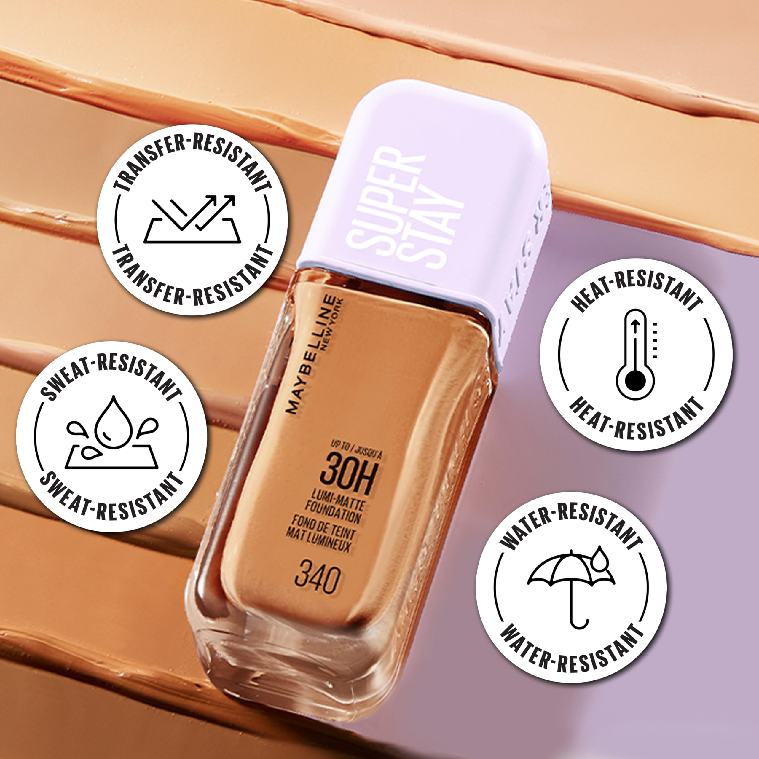 Maybelline New York Super Stay up to 30HR Lumi-Matte Foundation, Medium-Full Coverage, Vegan Formula*, Amino Acids, Niacinamide, Vitamin E, All Day Wear - Shade: 118 Halalzen