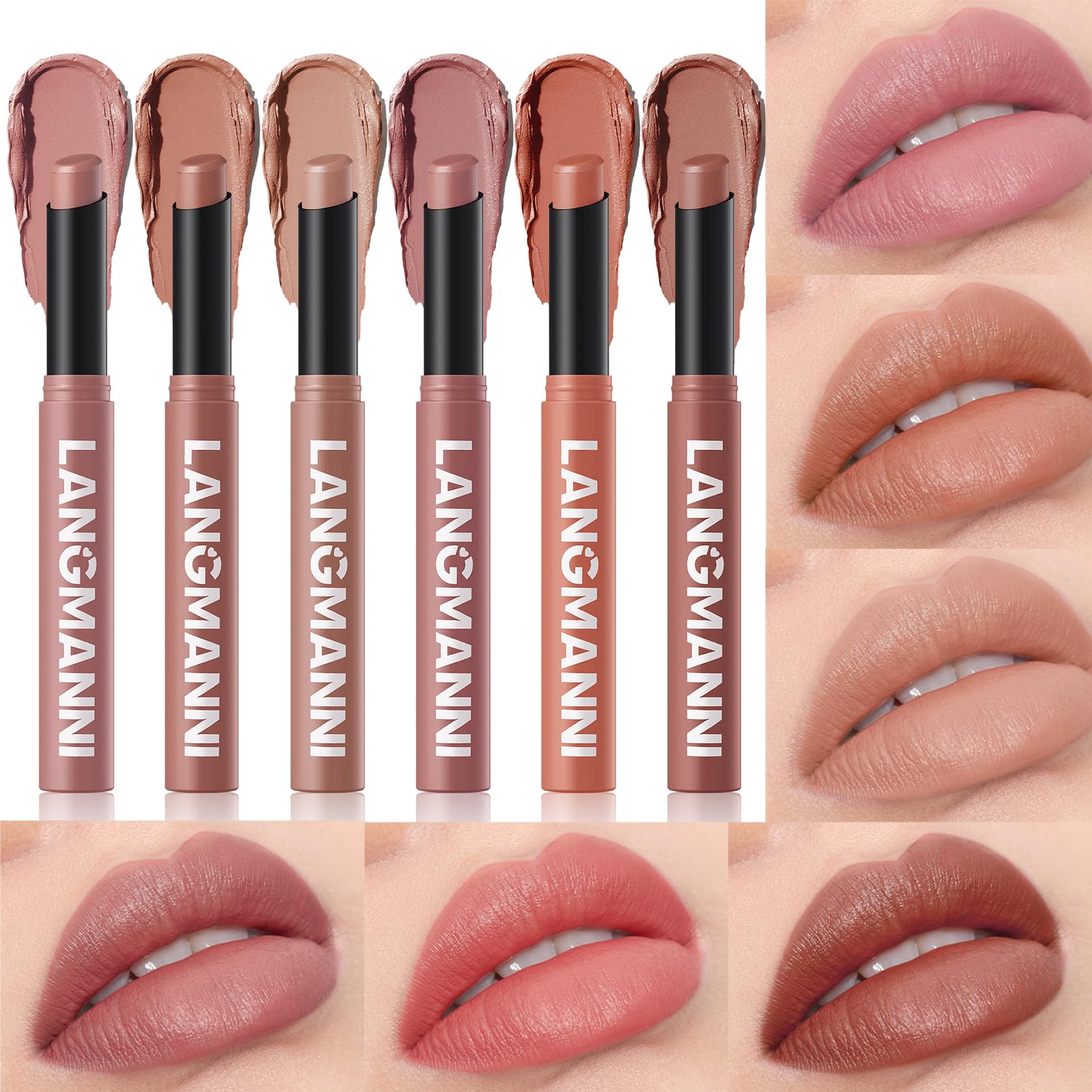 12Pcs Velvet Matte Lipstick Nude Matte Soft Dark Color Stick High Pigmented Long-Lasting Waterproof Lip Stick Lip Balm Beauty Cosmetics Gift for Women(01#-12#)