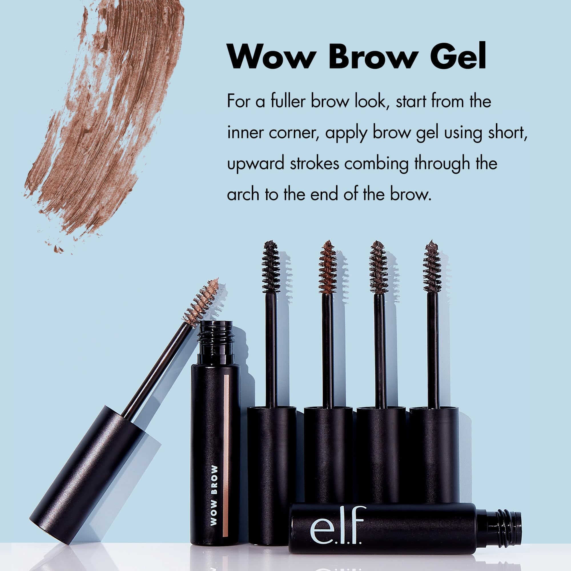 e.l.f. Wow Brow Gel, Volumizing, Buildable, Wax-Gel Hybrid, Creates Full, Voluminous-Looking Brows, Locks Brow Hairs In Place, Taupe, Fiber-Infused 3.5g