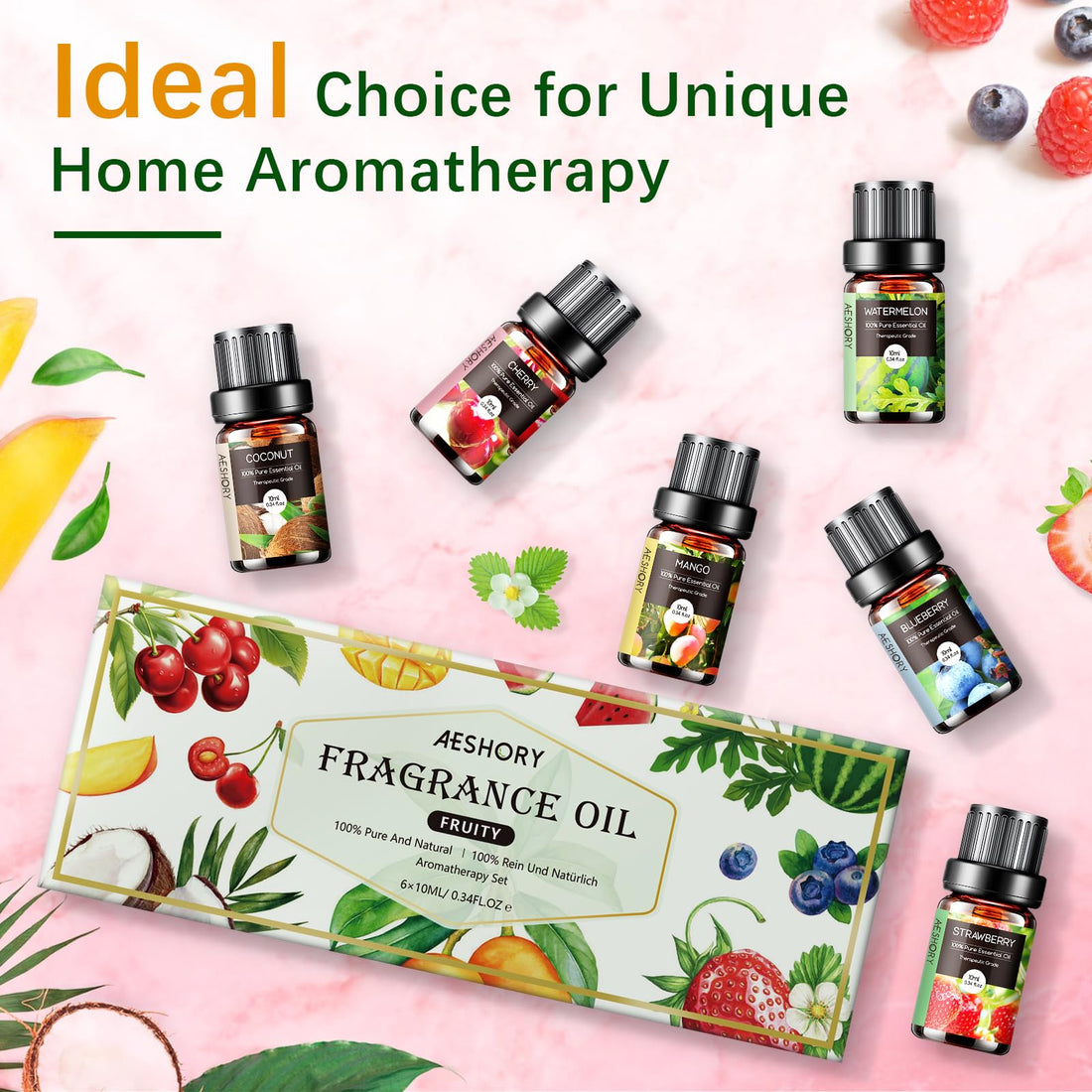 AESHORY 6 x 10ml Hotel Essential Oils Set, Premium Luxury Aroma Oil Scented Oil for Diffuser for Home, Humidifier, Candle Making, Air Freshening