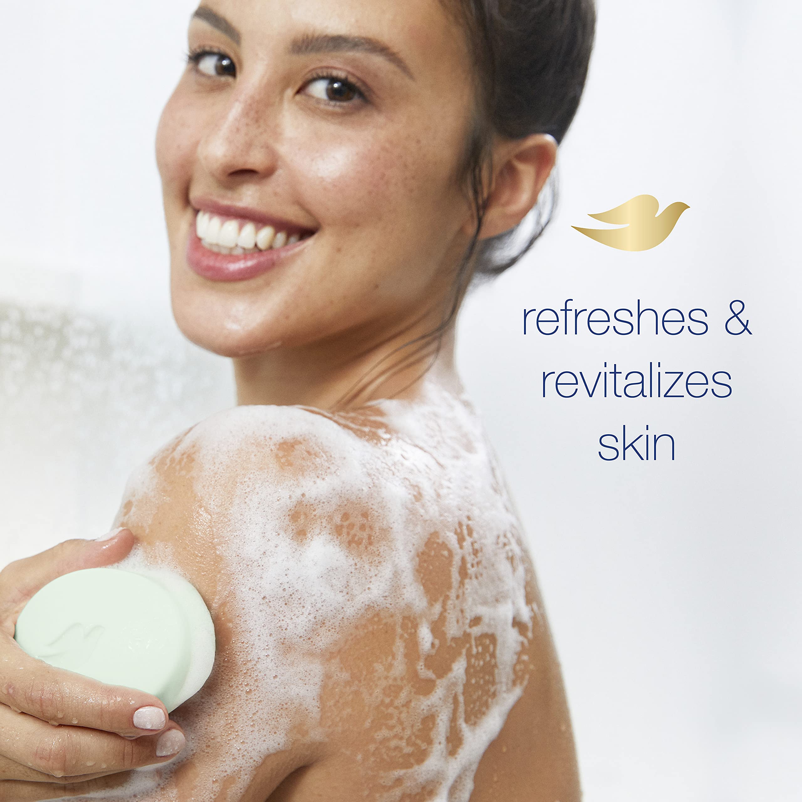 Dove Beauty Bar Soap Cool Moisture Cucumber & Green Tea Scent, 6 Bars for Refreshed Skin, Leaves Skin Refreshed 3.75 oz