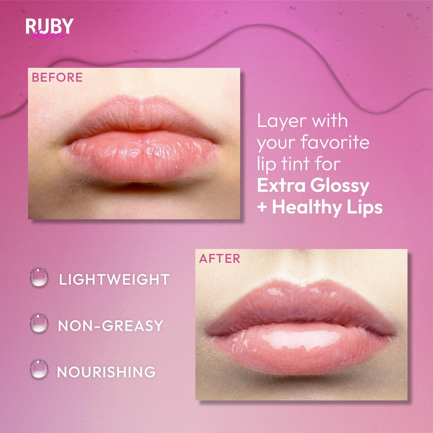 Ruby Kisses Hydrating Clear Lip Oil Treatment Gloss (3 Pack), Hydrates & Heals with Vitamin E & Jojoba, Lightweight Non-Greasy Formula with Almond Oil, Repair & Protect Dry Chapped Lips Halalzen