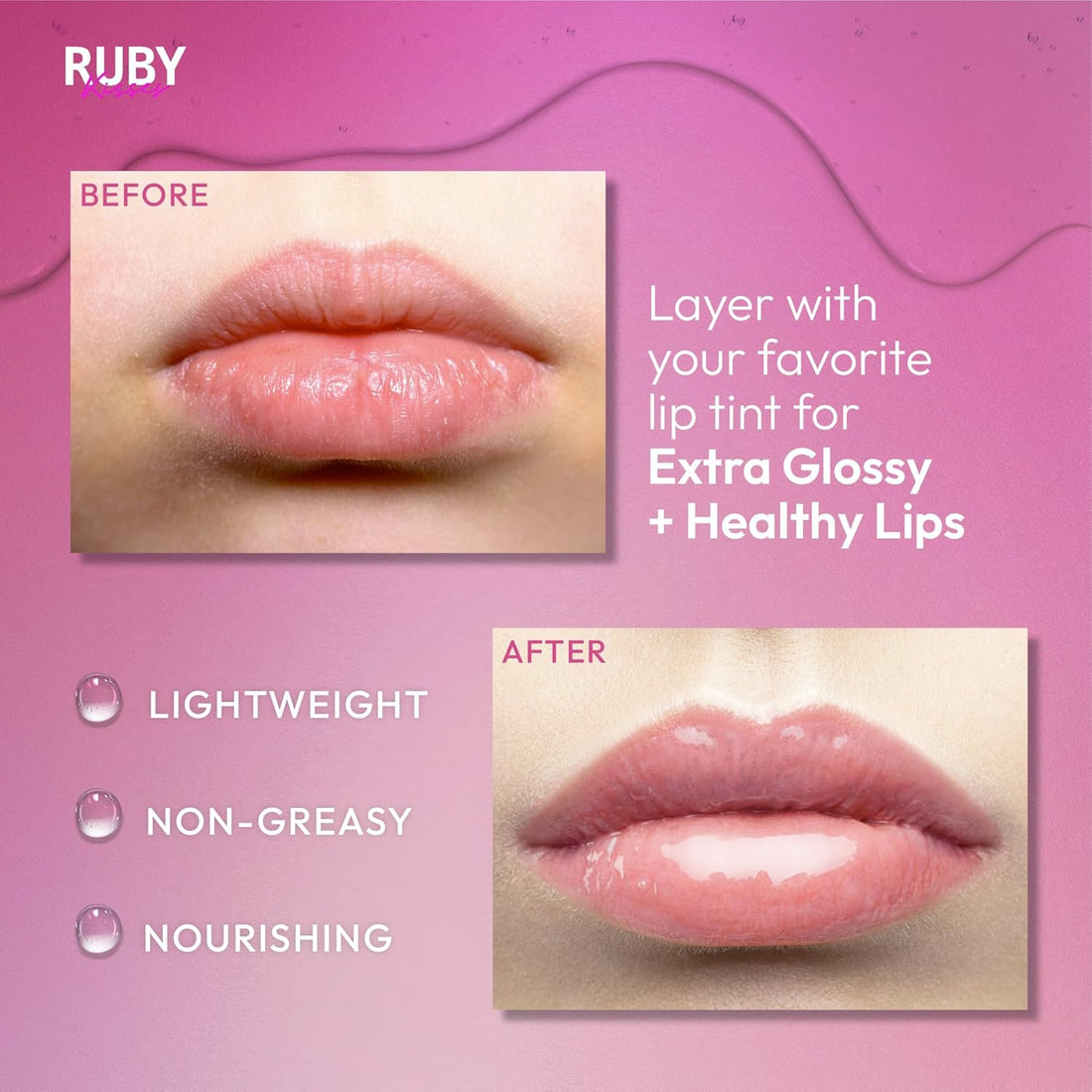 Ruby Kisses Hydrating Clear Lip Oil Treatment Gloss (3 Pack), Hydrates & Heals with Vitamin E & Jojoba, Lightweight Non-Greasy Formula with Almond Oil, Repair & Protect Dry Chapped Lips Halalzen