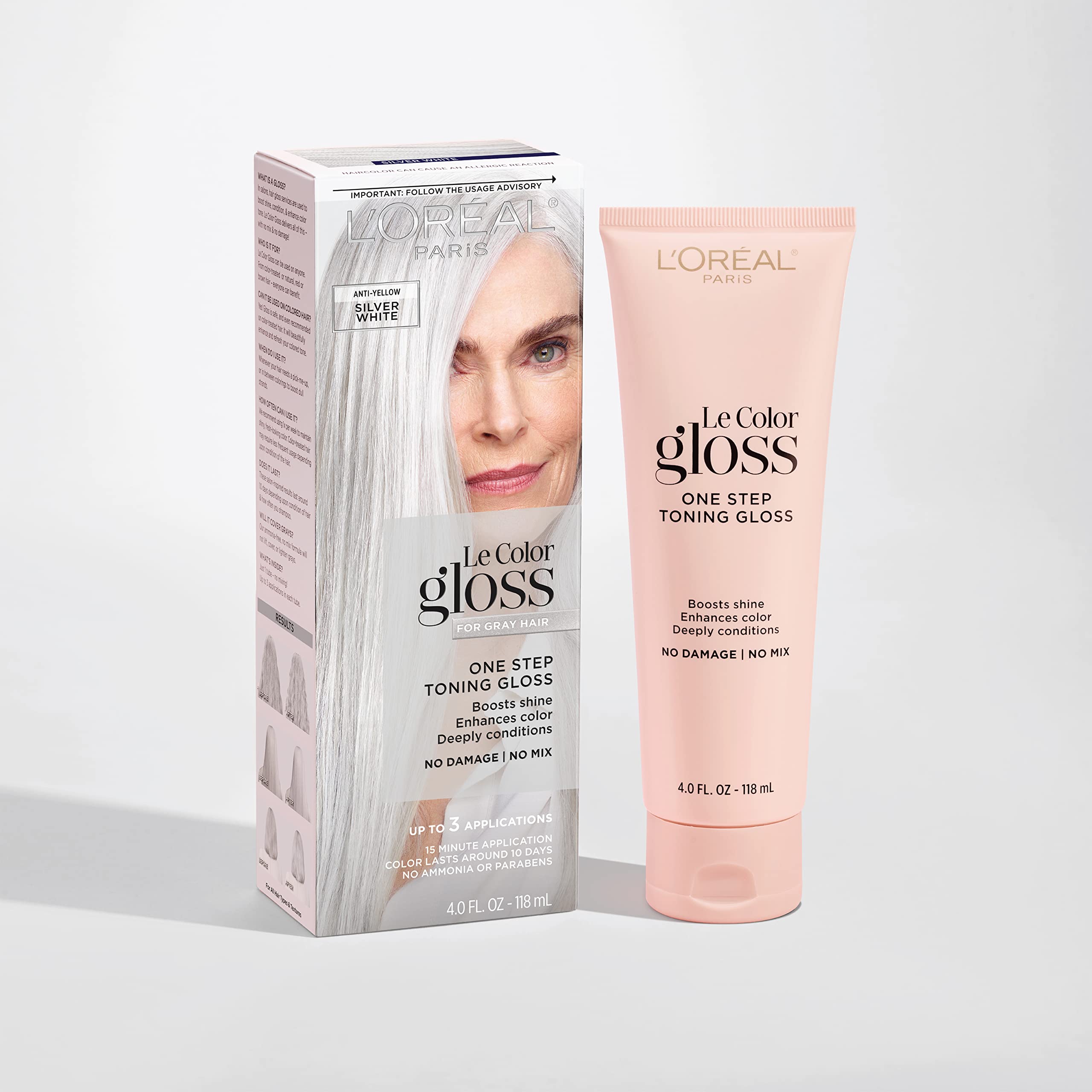 L’Oreal Paris Le Color Gloss One Step In-Shower Toning Hair Gloss for Bleached Hair, Neutralizes Brass, Conditions & Boosts Shine, Platinum Pearl, 4 Ounce