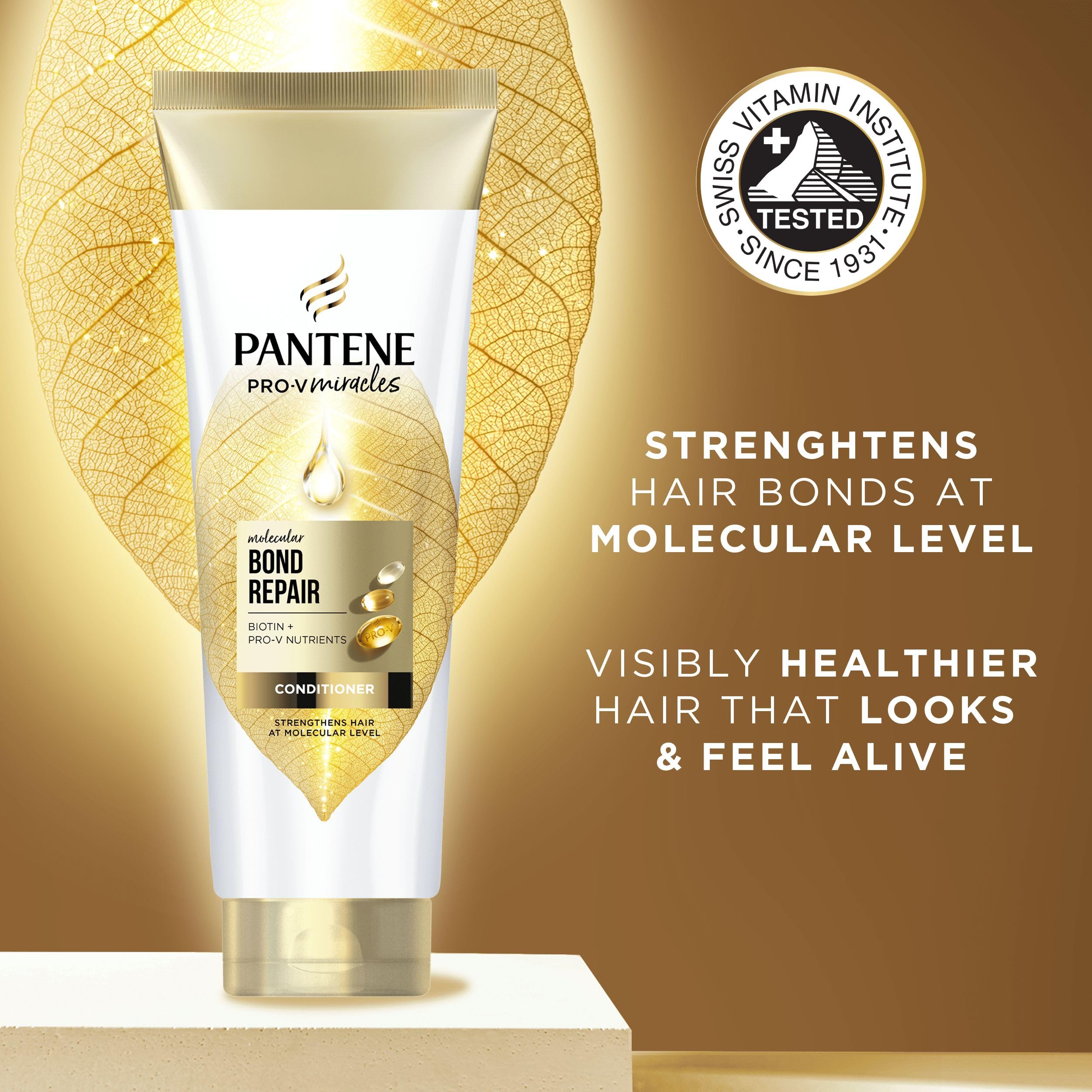 Pantene Molecular Bond Repair Shampoo + Conditioner + Deep Conditioning Hair Treatment with Biotin. For Extremely Dry Damaged Hair. Hair is Visibly Healthier, Strengthened & Repaired