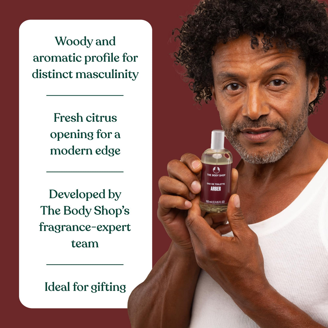 The Body Shop Arber Eau de Toilette (1x 100ml), Woody Citrus Men’s Eau de Toilette with Sandalwood, Coriander & Mint Notes, Cologne for Men, Vegan Fragrance for Men