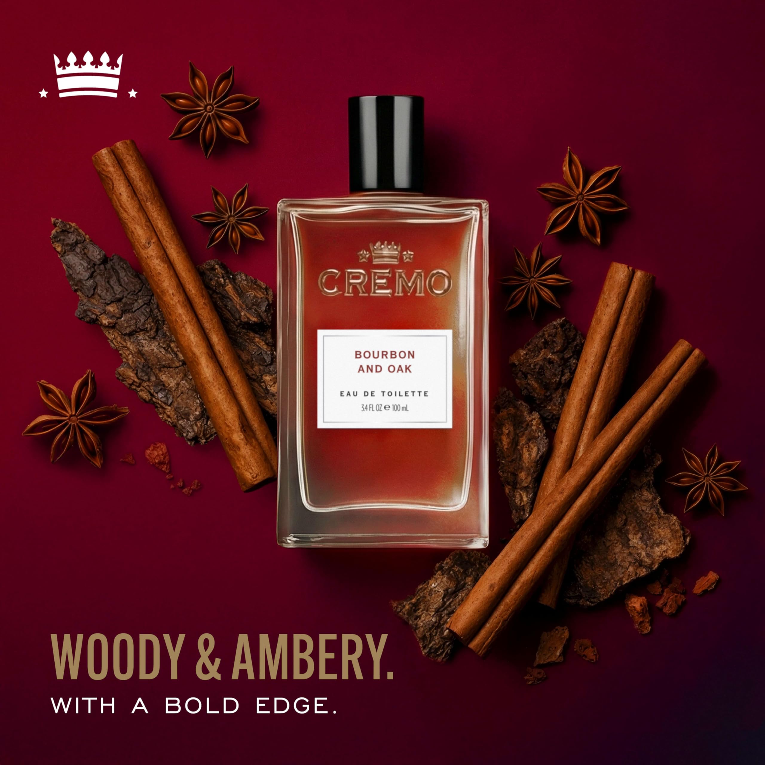 Cremo Men's Eau de Toilette, Spice and Black Vanilla Cologne for Men, Spicy Men's Perfume Gift for Men, 100 ml
