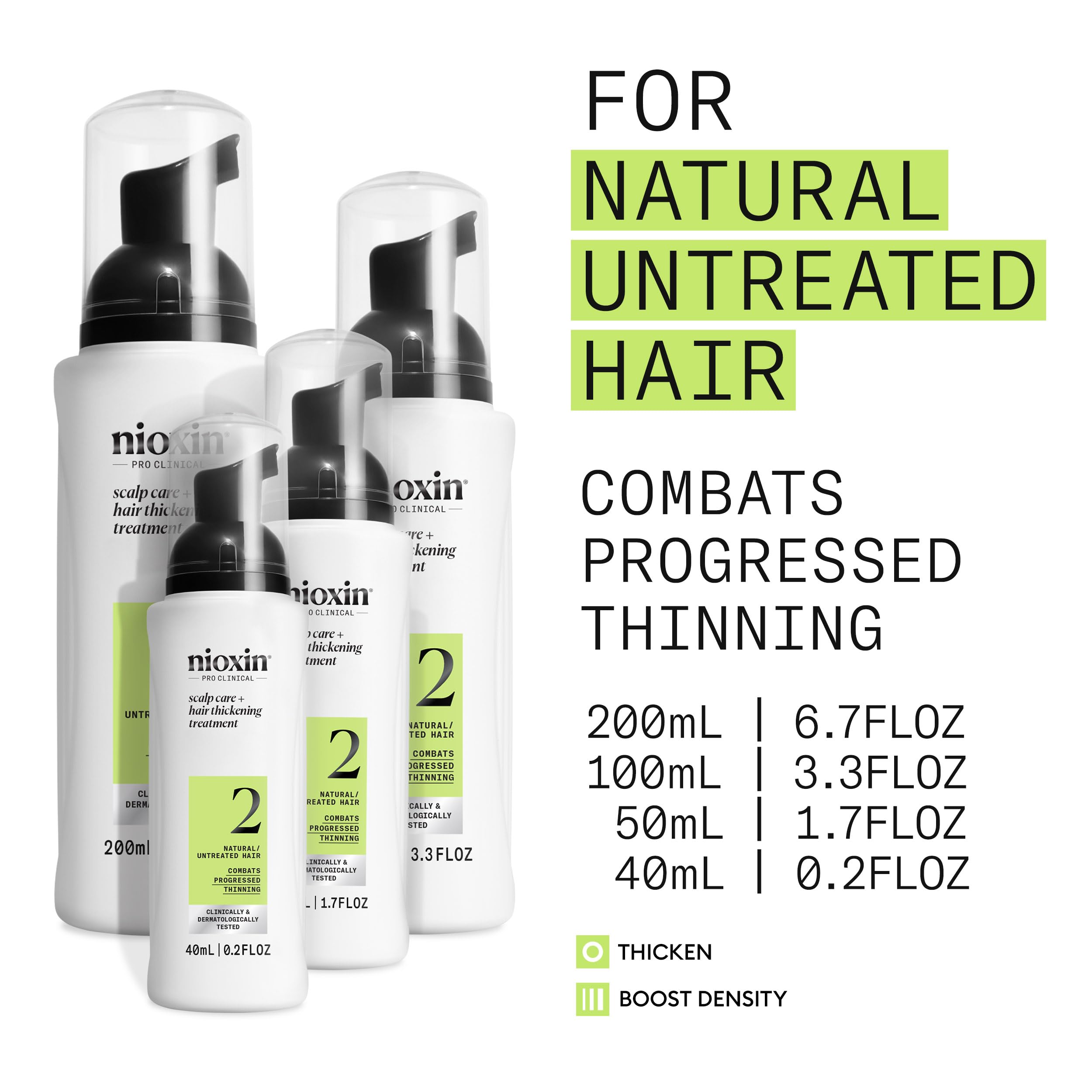 Nioxin System 2 - Hair Thickening System For Natural Hair with Progressed Thinning - Biotin & Niacinamide - Shampoo, Conditioner, Serum
