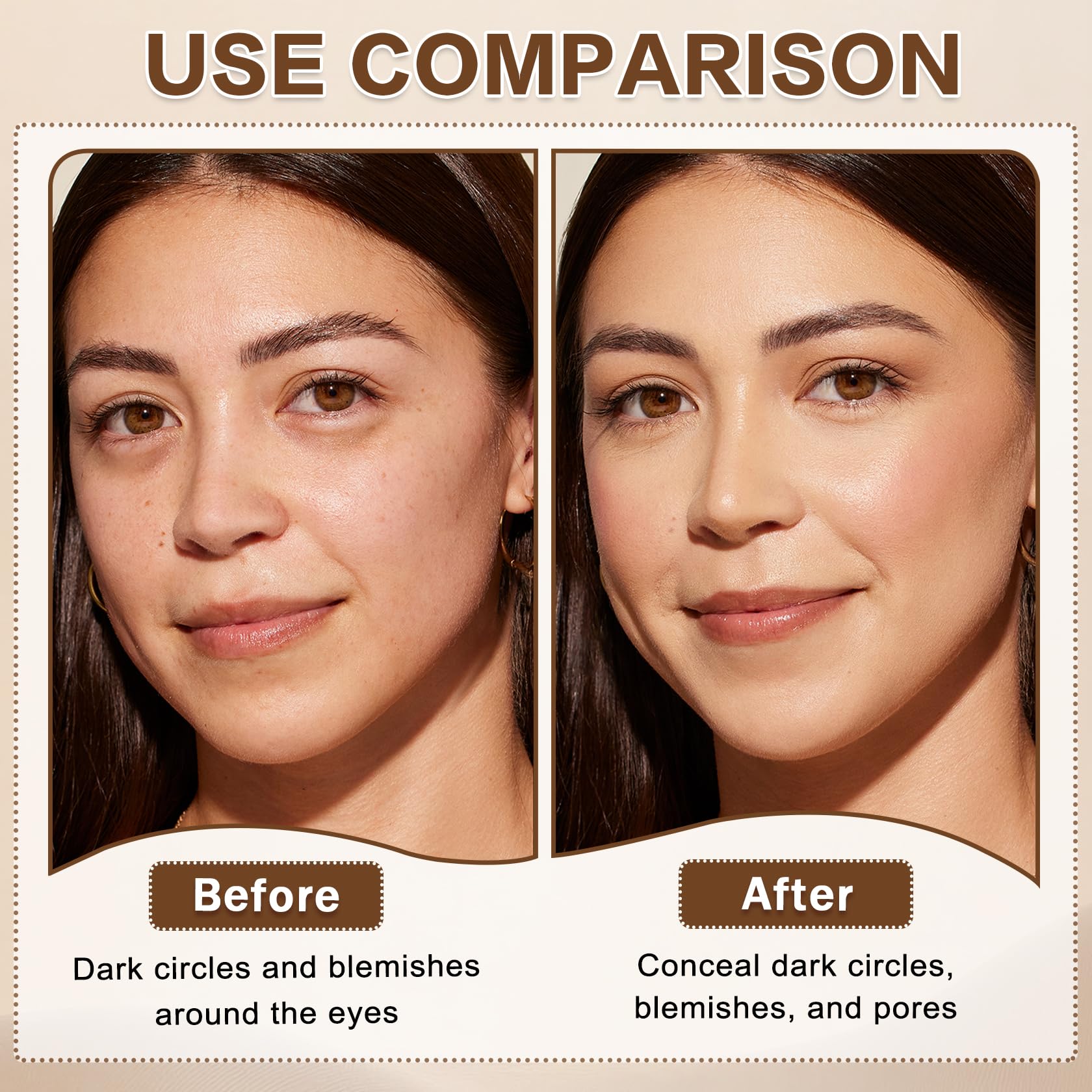 Under Eye Corrector for Dark Circles and Wrinkles,Double-ended Cream Concealer Stick & Liquid Concealer for Older Women,Hydrating,Long-lasting Wear,Concealers & Neutralizing Makeup（02 Beige） Halalzen