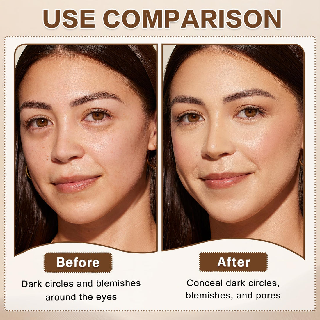 Under Eye Corrector for Dark Circles and Wrinkles,Double-ended Cream Concealer Stick & Liquid Concealer for Older Women,Hydrating,Long-lasting Wear,Concealers & Neutralizing Makeup（02 Beige） Halalzen