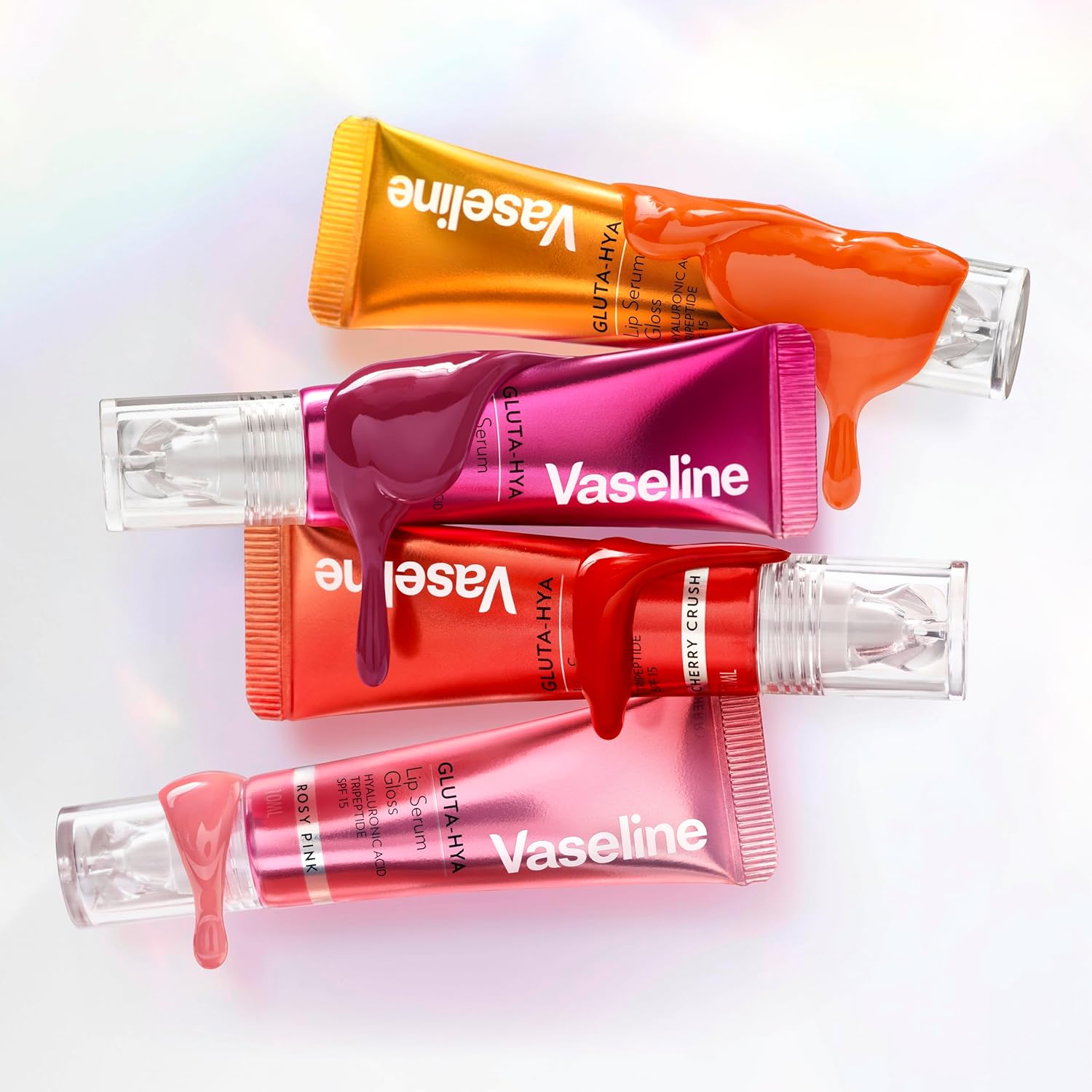 Vaseline Gluta-Hya Rosy Pink Lip Gloss, Serum Lip Care with Hyaluronic Acid and GlutaGlow Technology, Tints, Plumps and Protects with SPF15 for Plump and Dewy Lips 10 ml Halalzen