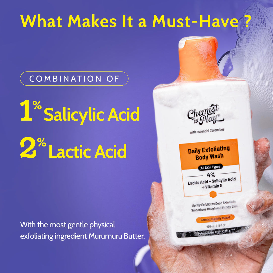 Chemist at Play Brightening Body Wash | Alpha Arbutin & Vitamin C | Fades Dark Spots & Evens Skin Tone | Glycolic Acid | Sulphate Free | 236ml