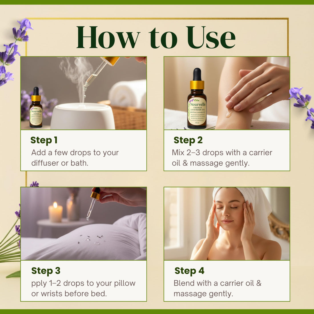French Lavender Essential Oil 100% Pure & Natural – Lavandula Angustifolia – Aromatherapy Oil for Relaxation, Sleep, Stress & Anxiety Relief, Massage & Skin Care – 20ml