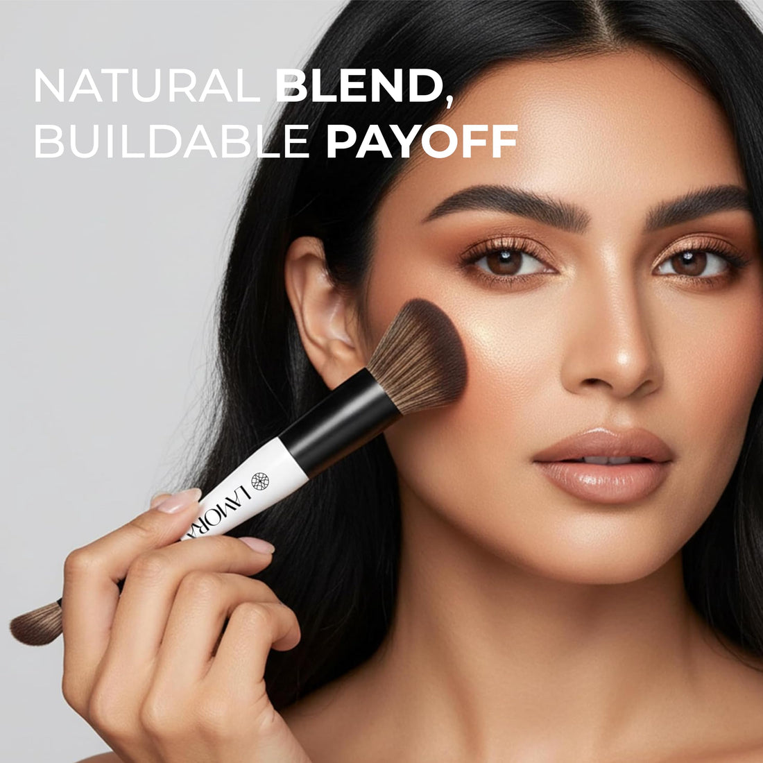 LAMORA Concealer Makeup Brush Under Eye - Angled Flat Top Kabuki Nose Contour Brush - Ideal for Concealing Blending Setting Buffing with Powder Liquid Cream Cosmetic - Small Makeup Foundation Brush Halalzen