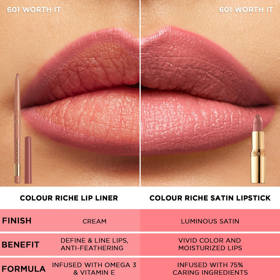 L'Oreal Paris Colour Riche Original Creamy, Hydrating Satin Lipstick with Argan Oil and Vitamin E, Ballerina Shoes , 1 Count