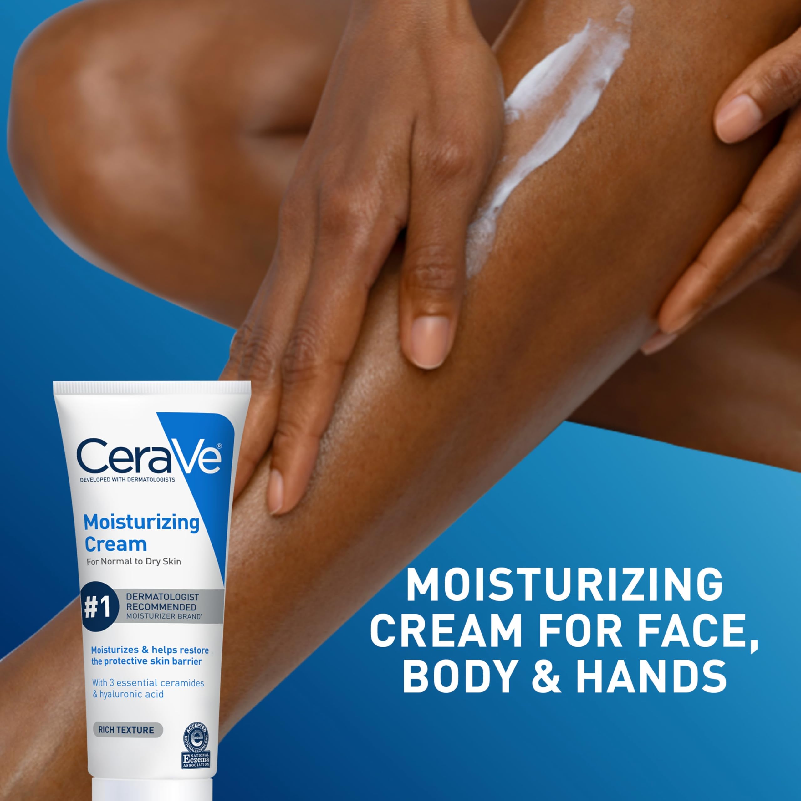 CeraVe Moisturizing Cream, Body and Face Moisturizer for Dry Skin, Body Cream with Hyaluronic Acid and Ceramides, Daily Moisturizer, Oil-Free, Fragrance Free, Non-Comedogenic, 19 Ounce Halalzen