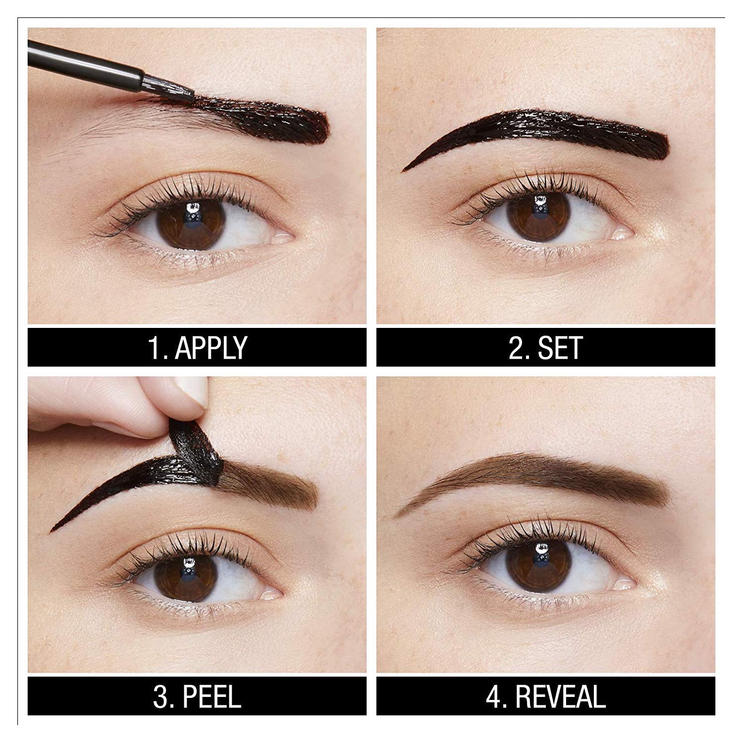 Maybelline New York Tattoo Brow Peel Off Eyebrow Gel Tint, Semi-Permanent Colour, Waterproof, Lasts up to 3 Days, Colour: Dark Brown