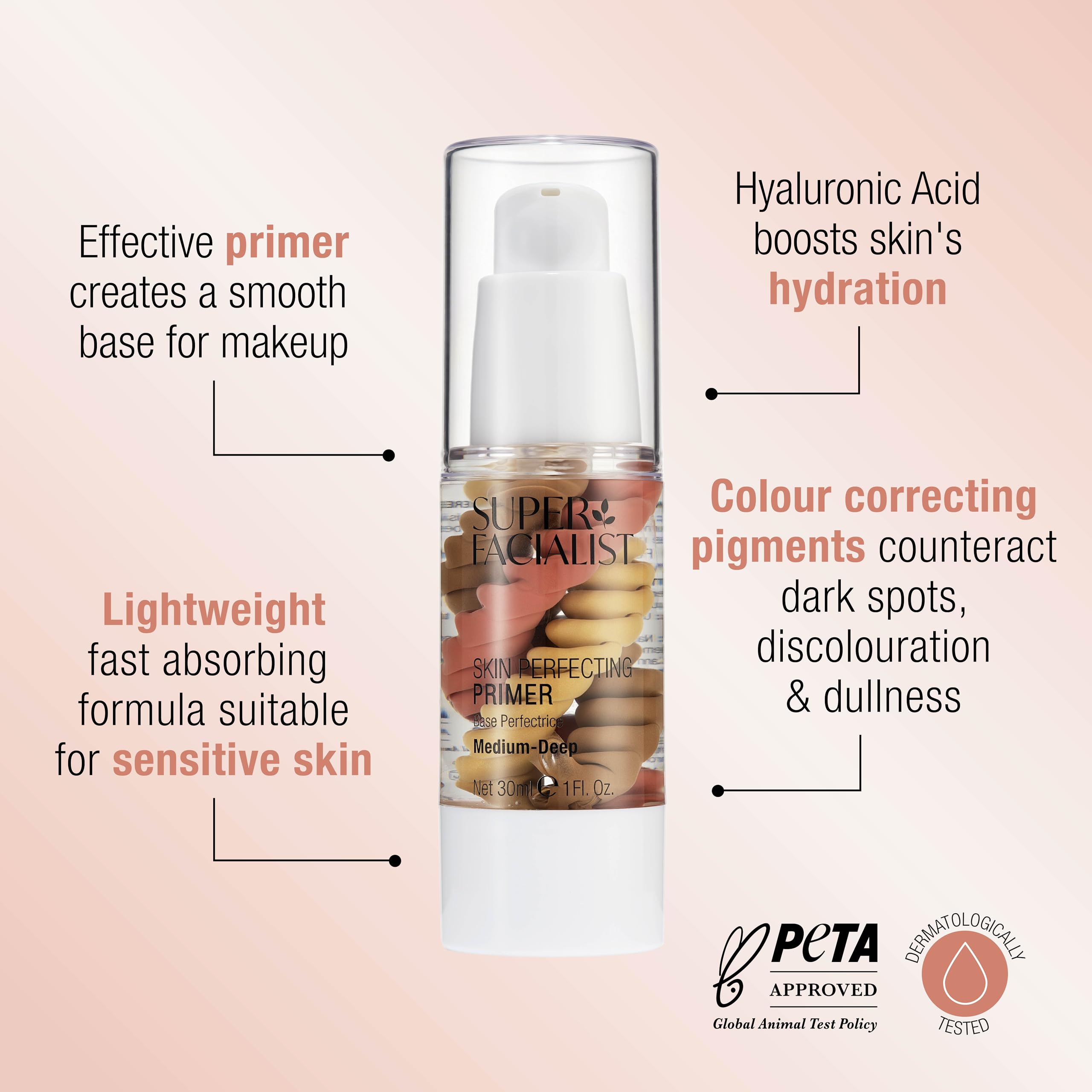 Super Facialist Skin Perfecting Primer - Base Face Primer to Hydrate, Protect & Refine with Colour Corrector Technology, Hyaluronic Acid & Niacinamide, Vegan Friendly Make Up Primer, 30ml Halalzen