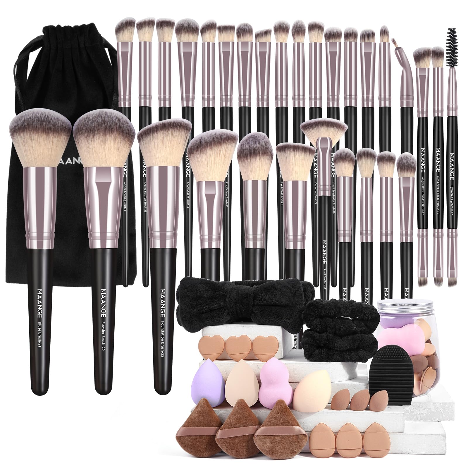 MAANGE Makeup Brushes, 51 Pcs Makeup Tool Set Multi-functional Makeup Brush Set Foundation Powder Blush Concealers Eyeshadows Make up Brushes(Champagne) Halalzen