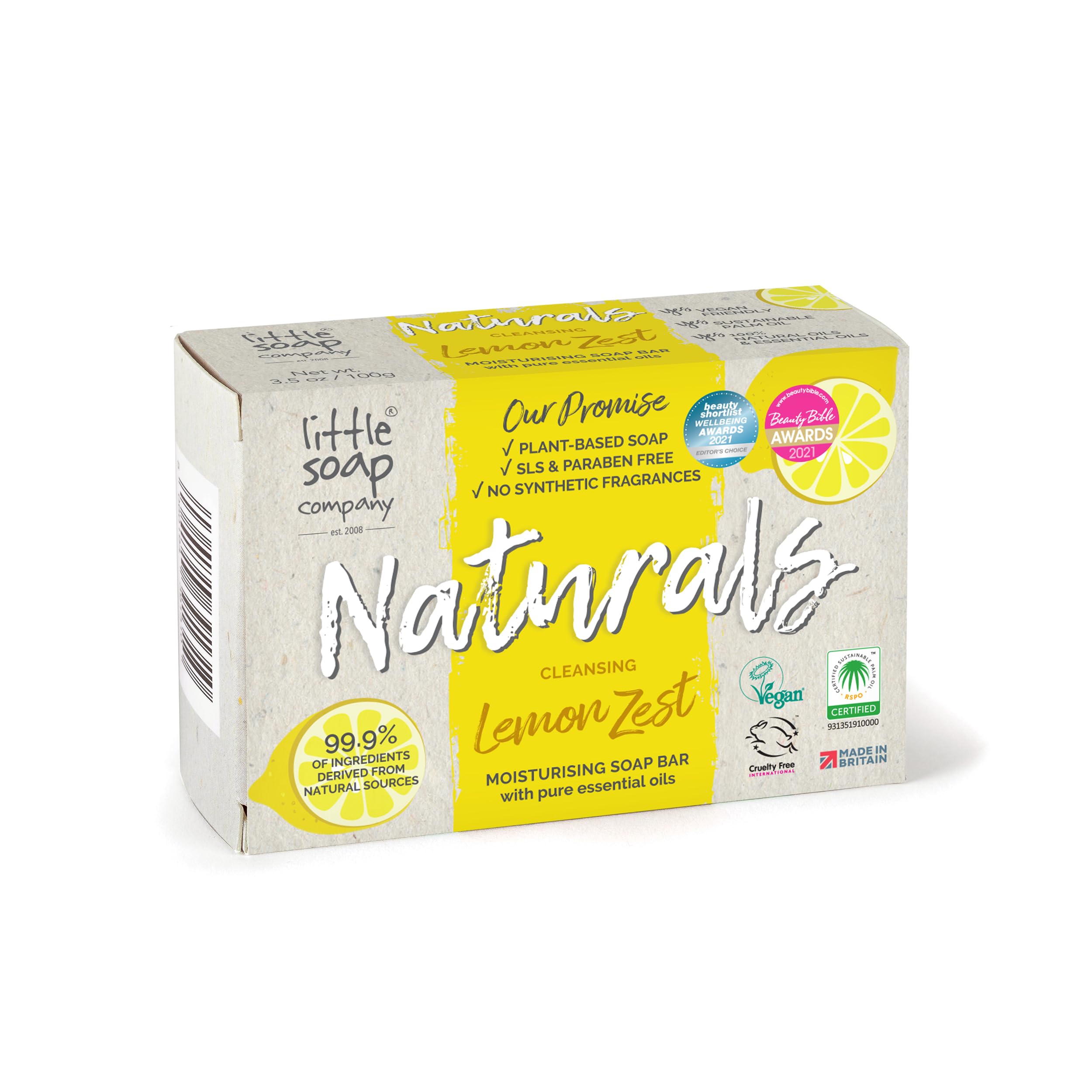 Little Soap Company Natural Range - Citrus & Lavender Soap Bar 100g | Vegan, Cruelty Free & Eco Friendly Body, Face & Hand Soap | Free from SLS & Parabens | Antibacterial with Cleansing Essential Oils Halalzen