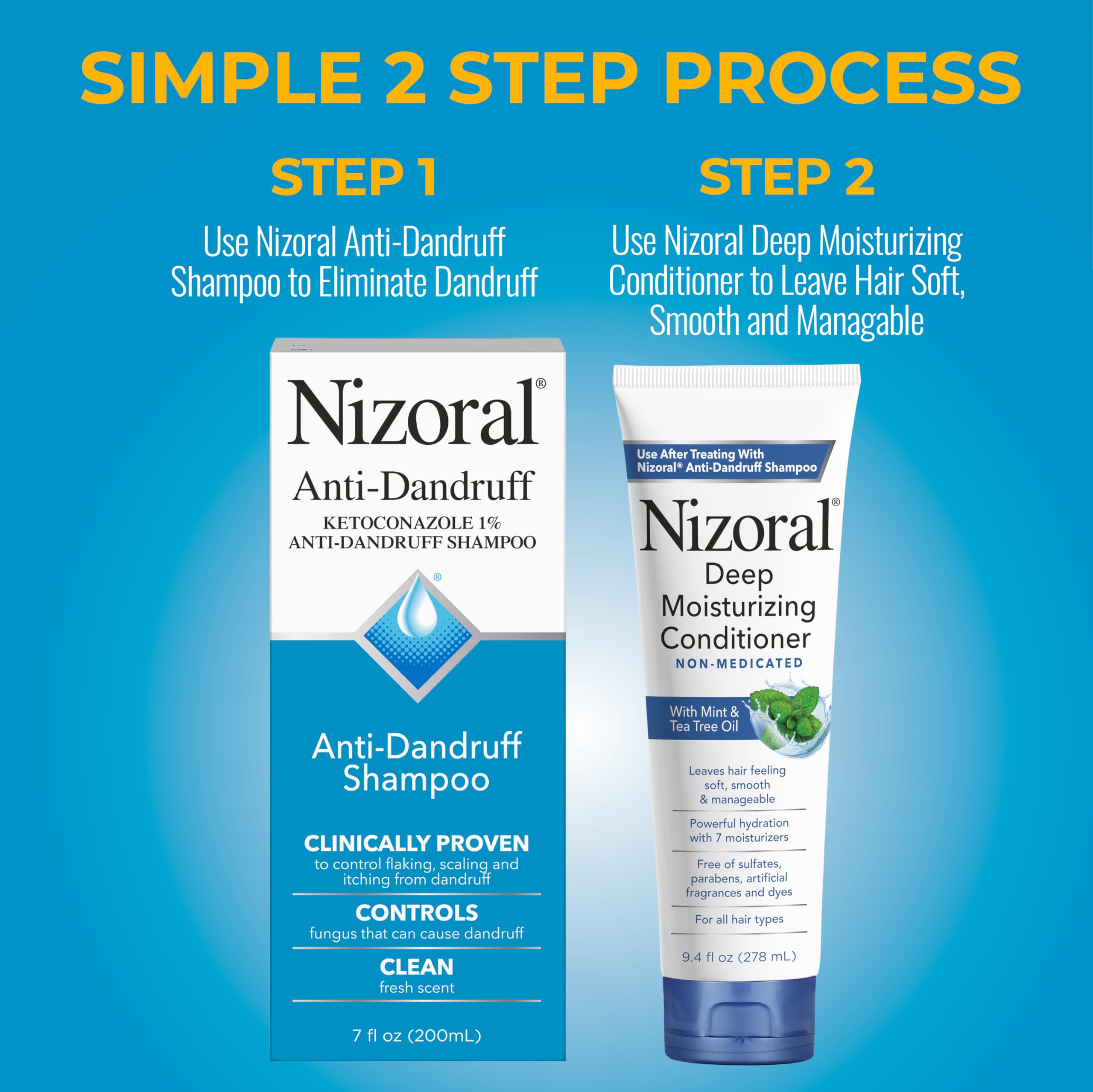 Nizoral Anti-Dandruff Shampoo, 14 Oz + Deep Moisturizing Conditioner, 9.4 Oz Bundle
