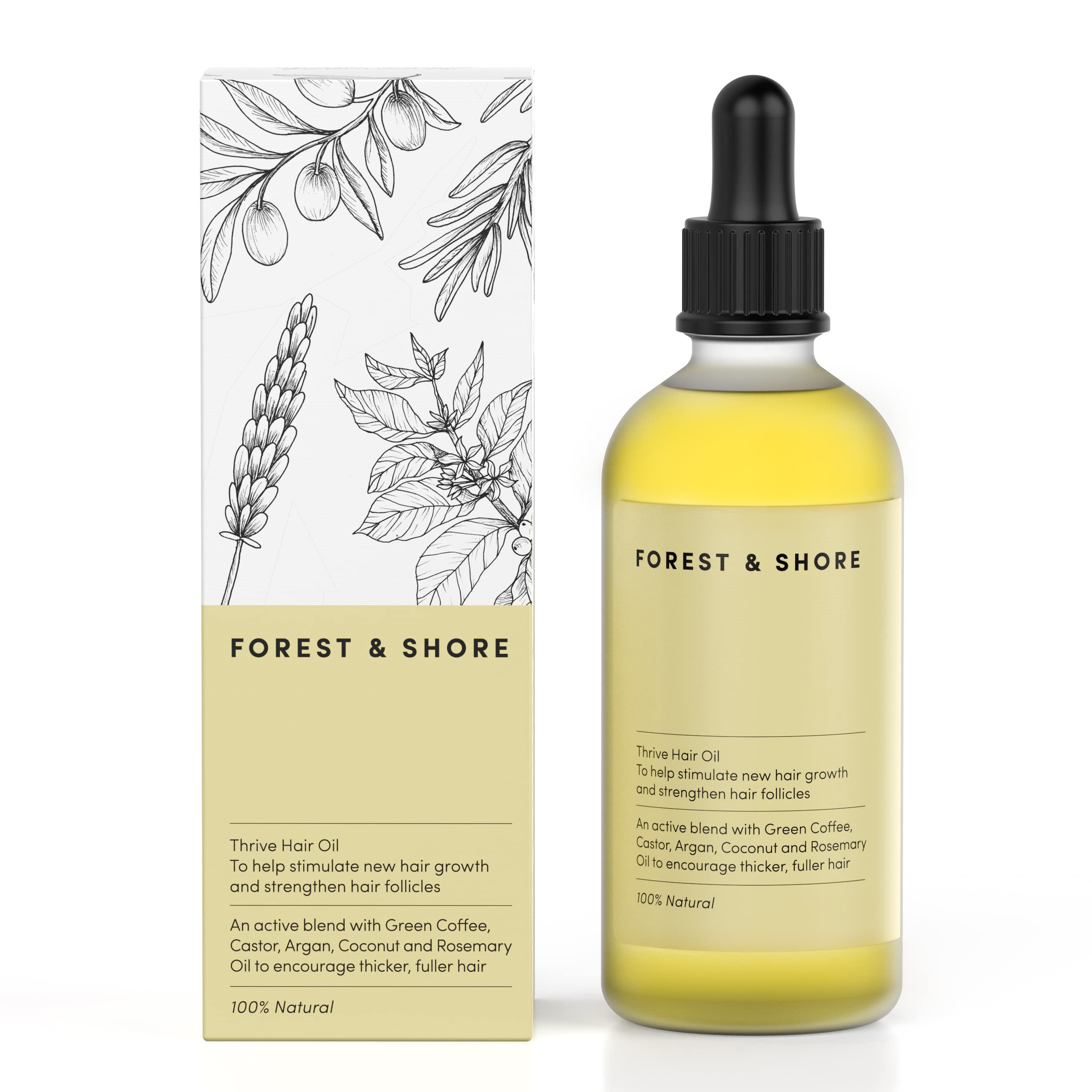 Hair Growth Oil 100% Natural Hair Oil with Caffeine, Biotin, Castor Oil, Argan Oil, Coconut Oil, and Rosemary Oil Effective Thickening Mask & Hair Loss Treatment Halalzen