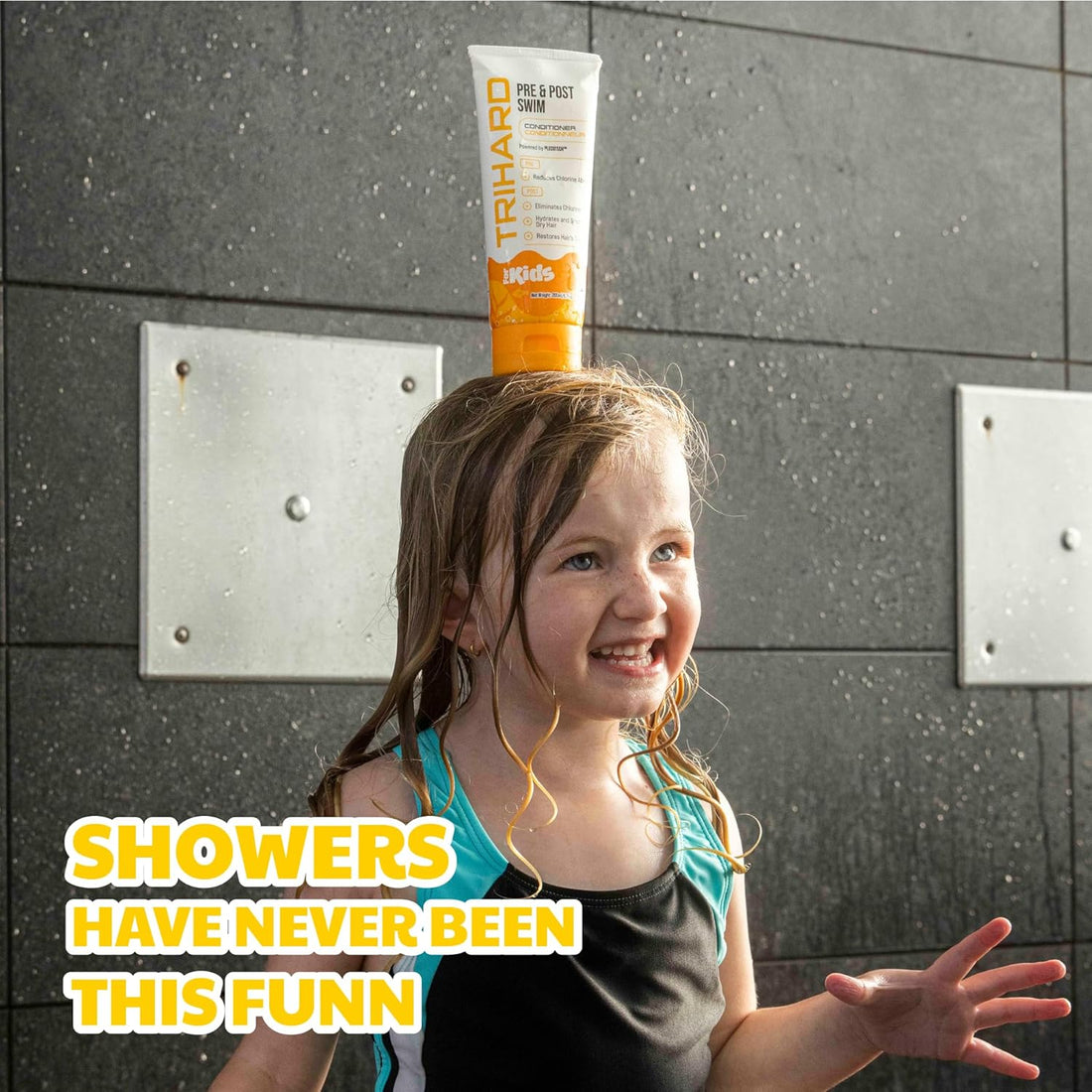 TRIHARD Kids Swim Conditioner, Chlorine Defense Pre and Post Swim Hair Protection from Chlorine, Saltwater, and Hard Water Chemicals, Hydrating Children’s Conditioner for Pool and Ocean