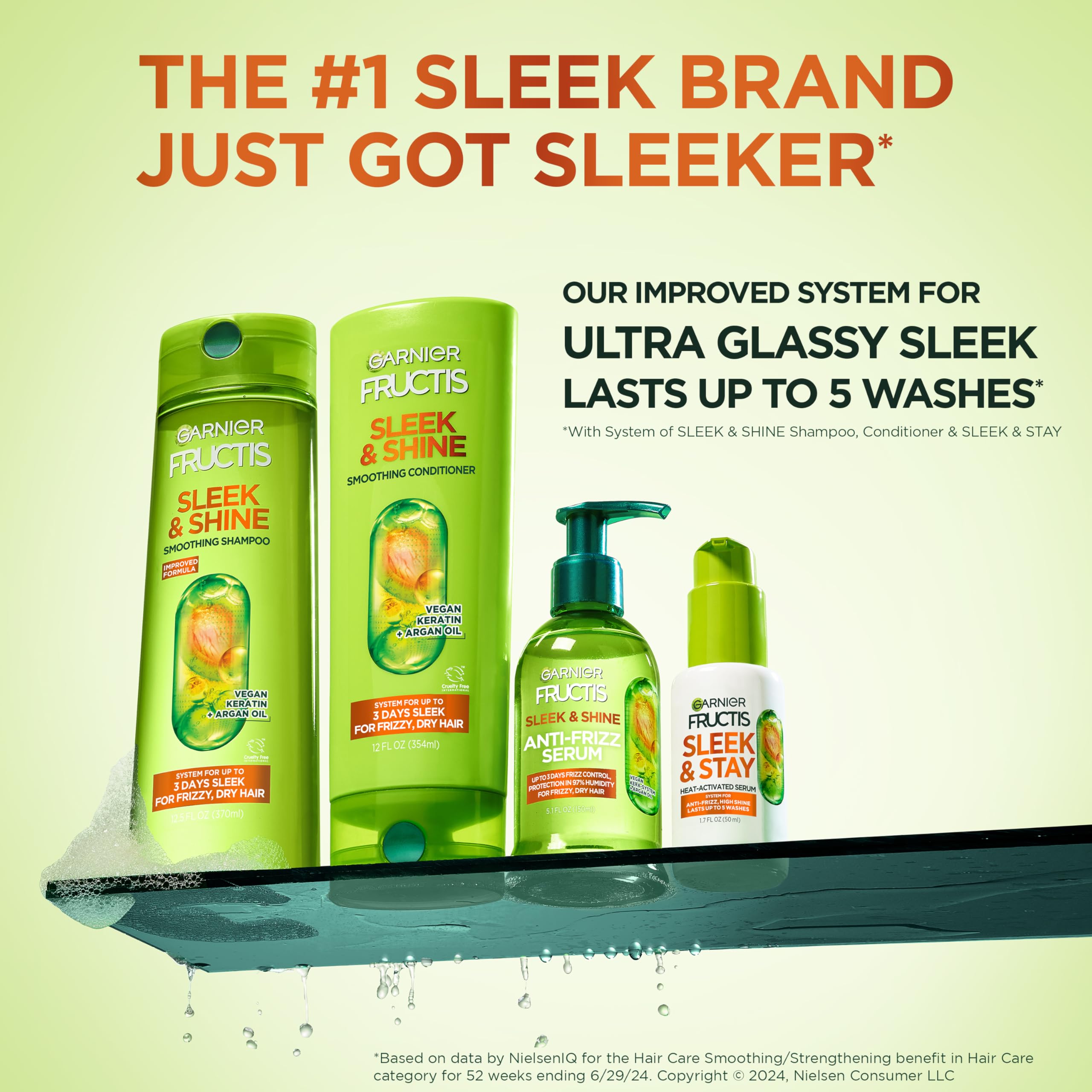 Garnier Fructis Sleek & Shine Moroccan Sleek Smoothing Oil for Frizzy, Dry Hair, Argan Oil, 3.75 Fl Oz, 2 Count (Packaging May Vary) Halalzen