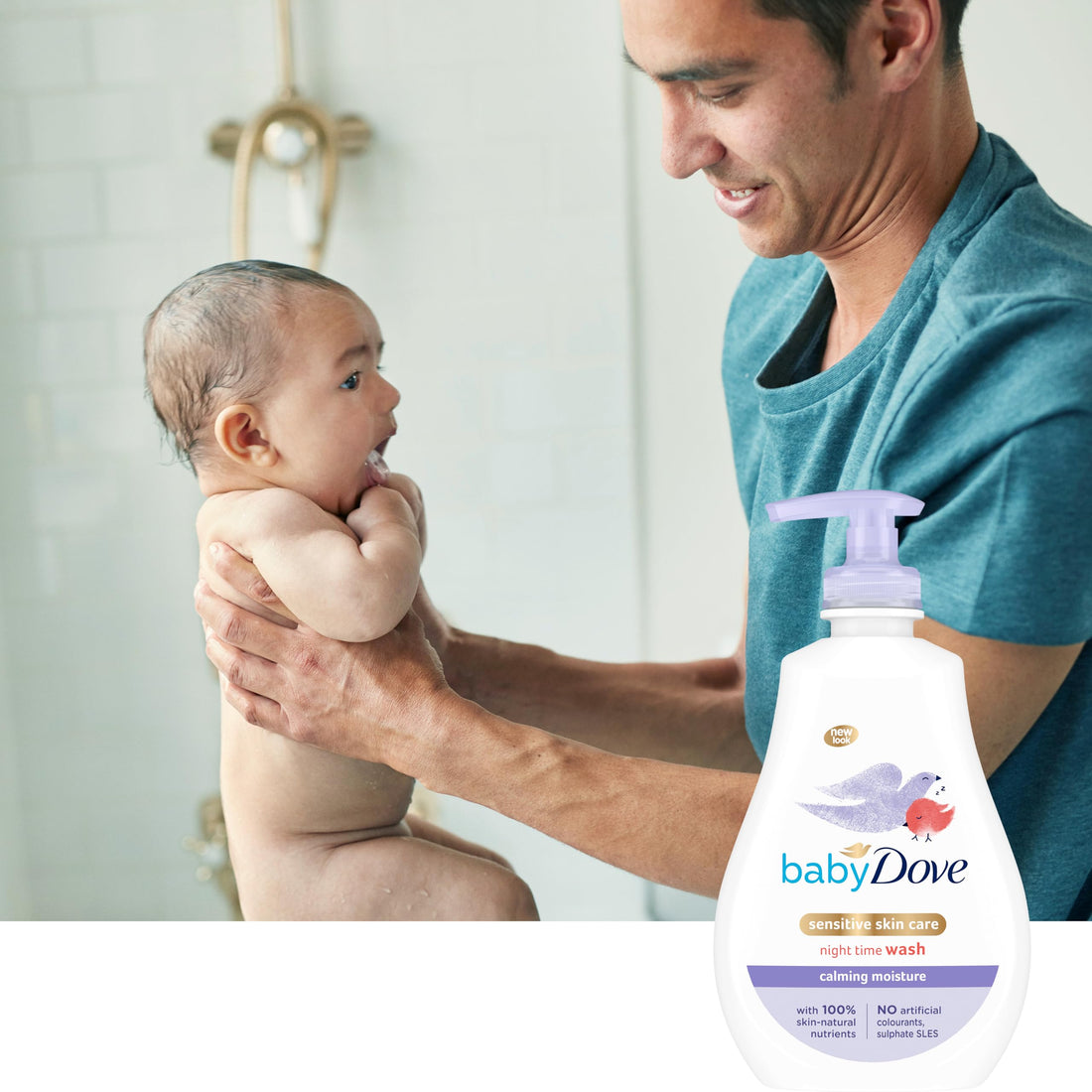 Baby Dove Calming Moisture Head to Toe Wash – Gentle Chamomile Baby Wash for Sensitive Skin, Relaxes & Soothe Before Bed, 3 x 400ml