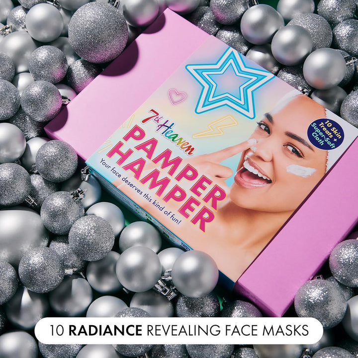 7th Heaven Luxury Pamper Hamper - 10 Face Masks & Spatula - Beauty Gift Set for Women - Skincare Set with Peel-Off, Clay & Hydrating Masks - Spa Experience at Home Skin Care Halalzen