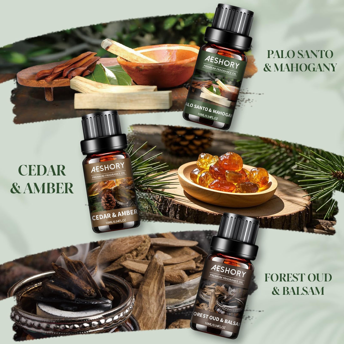 AESHORY 6 x 10ml Hotel Essential Oils Set, Premium Luxury Aroma Oil Scented Oil for Diffuser for Home, Humidifier, Candle Making, Air Freshening