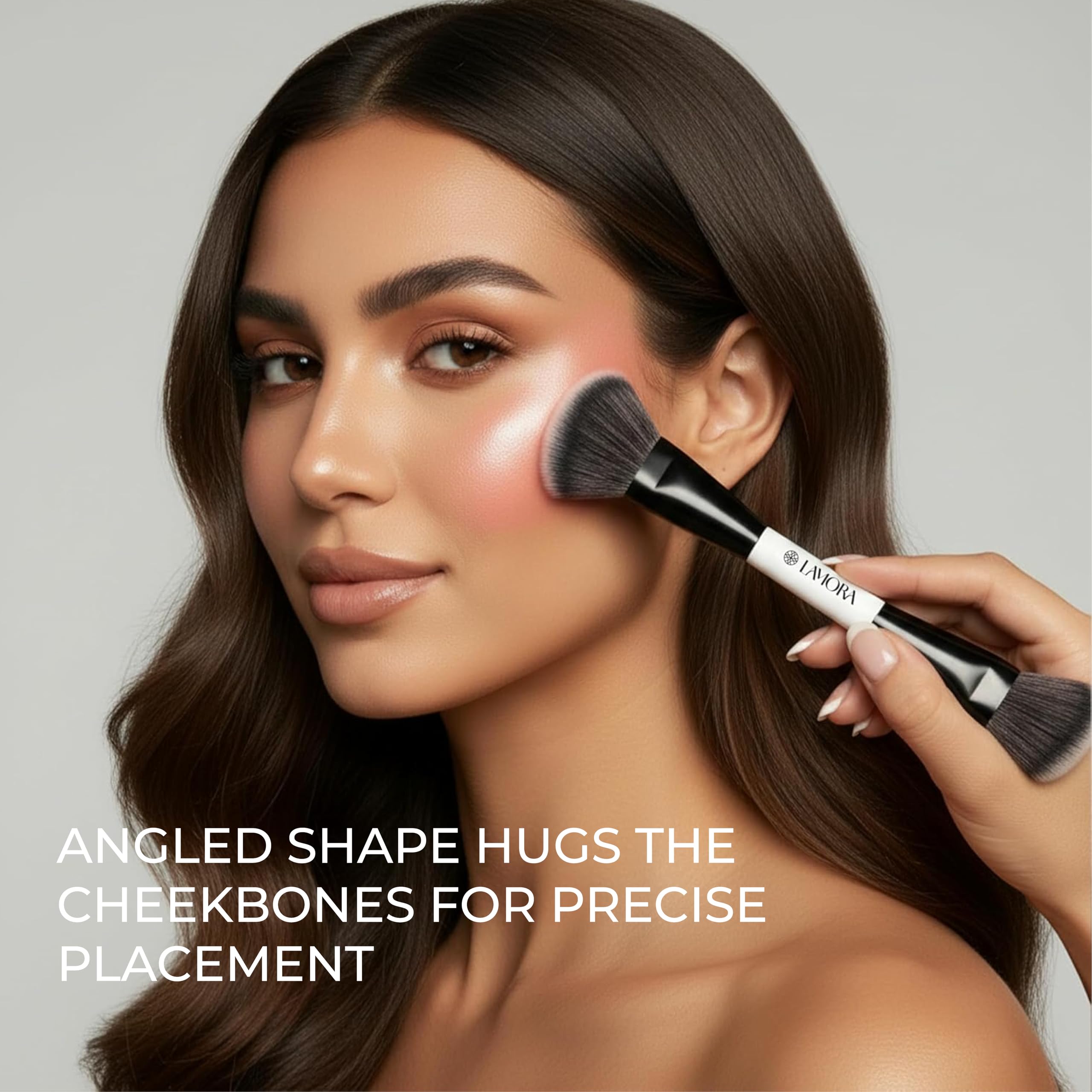 LAMORA Concealer Makeup Brush Under Eye - Angled Flat Top Kabuki Nose Contour Brush - Ideal for Concealing Blending Setting Buffing with Powder Liquid Cream Cosmetic - Small Makeup Foundation Brush Halalzen