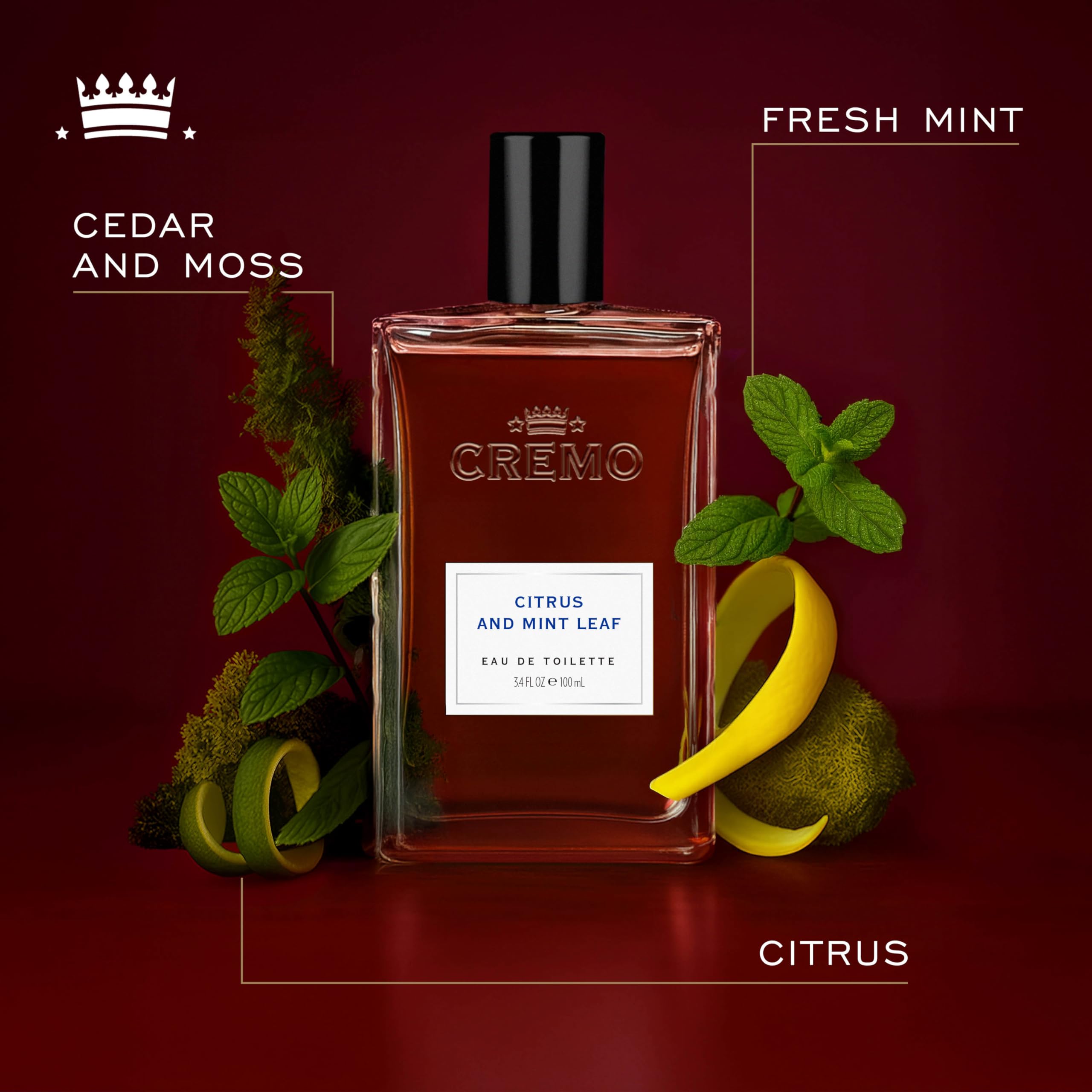 Cremo Men's Eau de Toilette, Spice and Black Vanilla Cologne for Men, Spicy Men's Perfume Gift for Men, 100 ml