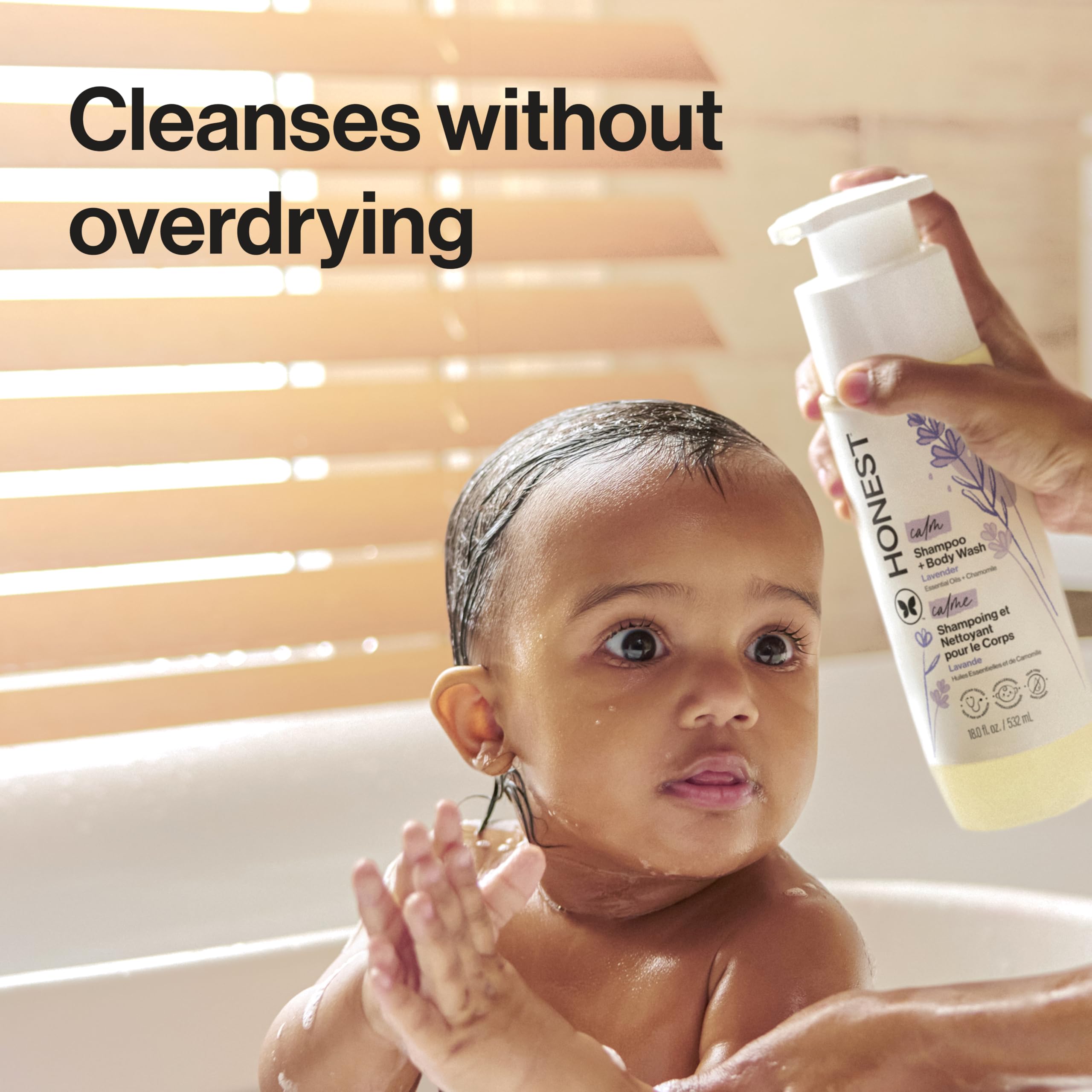 The Honest Company 2-in-1 Cleansing Shampoo Body Wash Gentle for Baby, Naturally Derived, Tear-free, Hypoallergenic, Lavender Calm, 18 fl oz Halalzen
