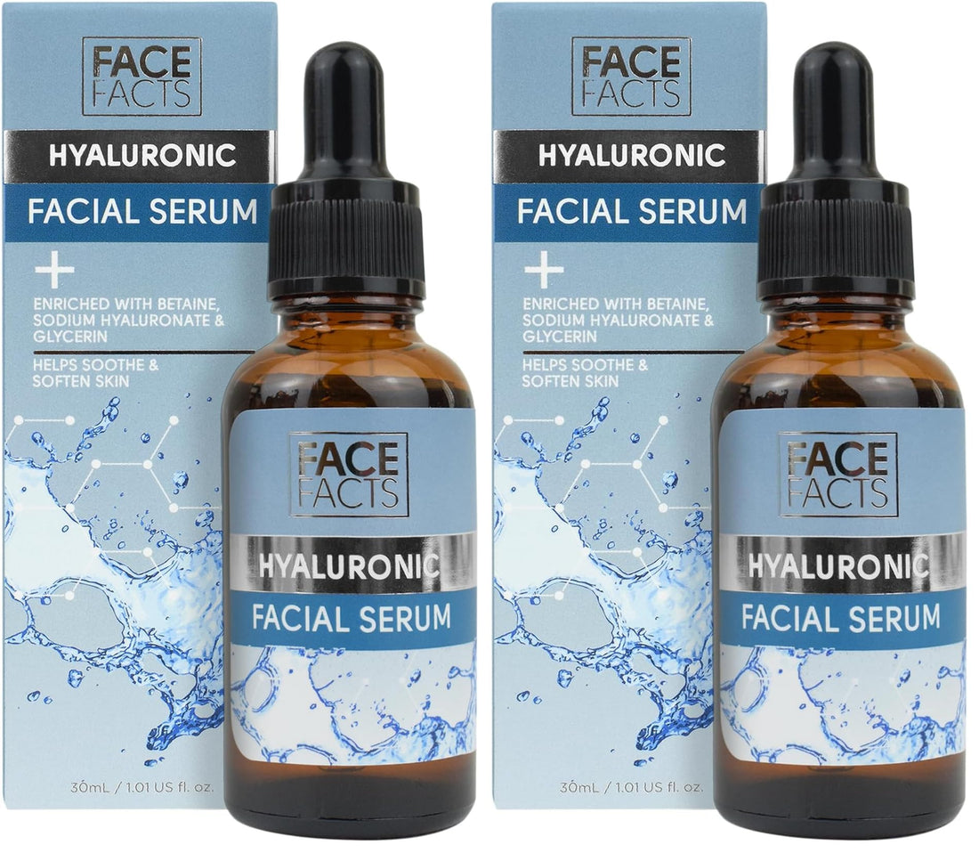 Face Facts Hyaluronic Facial Serum | Sodium Hyaluronate + Glycerin + Betaine | Smooth + Plump + Hydrate | 30ml