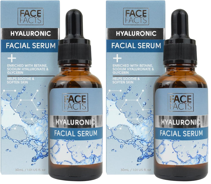 Face Facts Hyaluronic Facial Serum | Sodium Hyaluronate + Glycerin + Betaine | Smooth + Plump + Hydrate | 30ml Halalzen