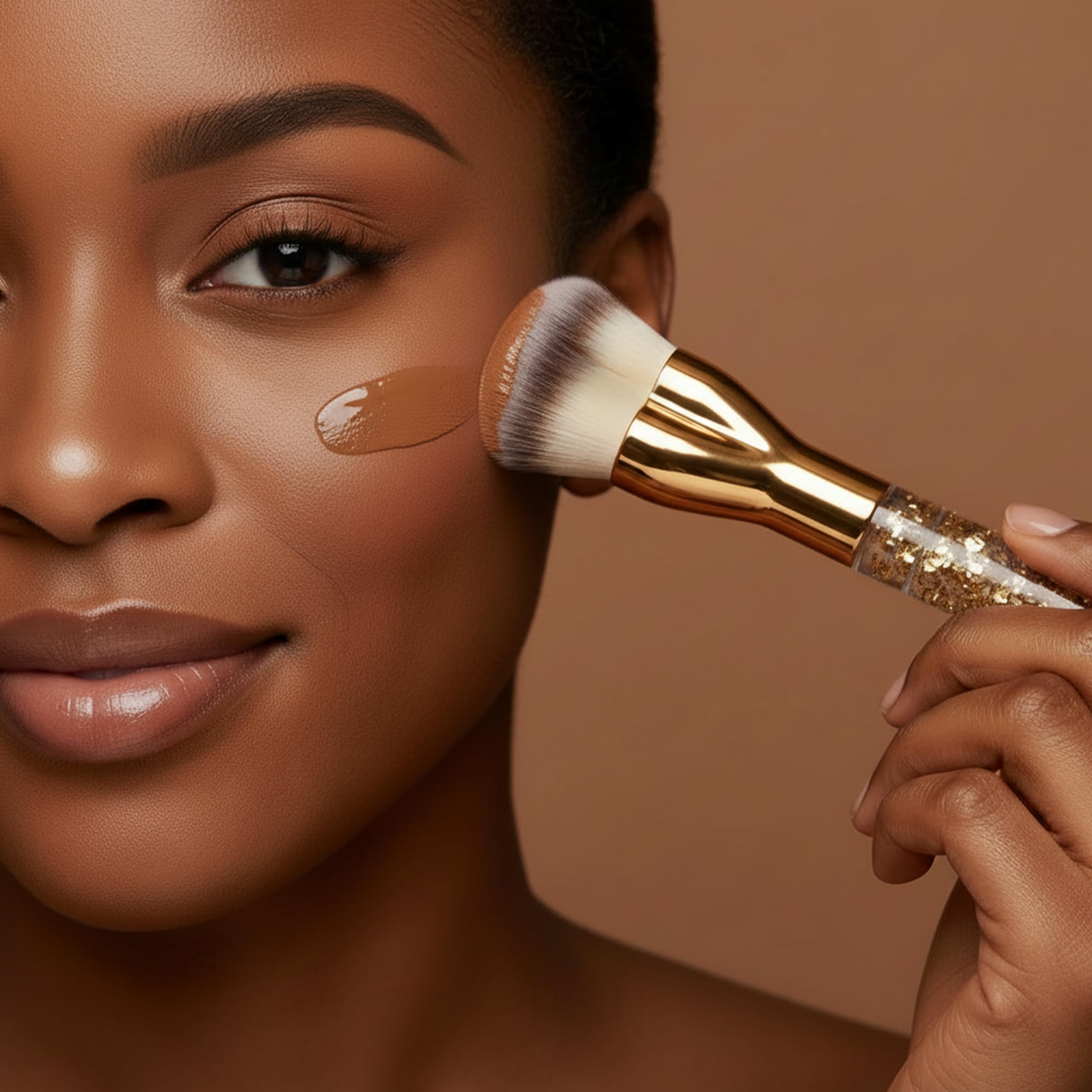 LAMORA Concealer Makeup Brush Under Eye - Angled Flat Top Kabuki Nose Contour Brush - Ideal for Concealing Blending Setting Buffing with Powder Liquid Cream Cosmetic - Small Makeup Foundation Brush Halalzen