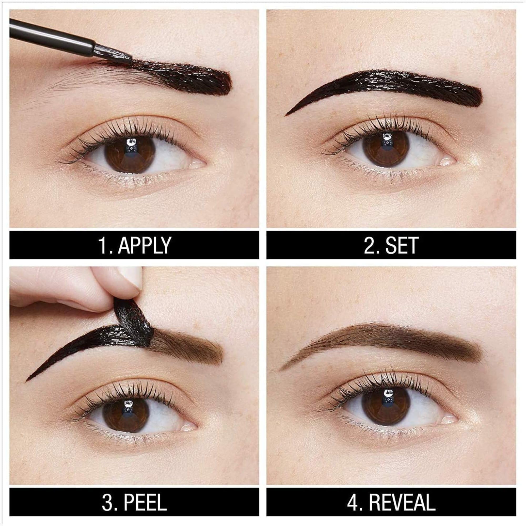 Maybelline New York Tattoo Brow Peel Off Eyebrow Gel Tint, Semi-Permanent Colour, Waterproof, Lasts up to 3 Days, Colour: Dark Brown