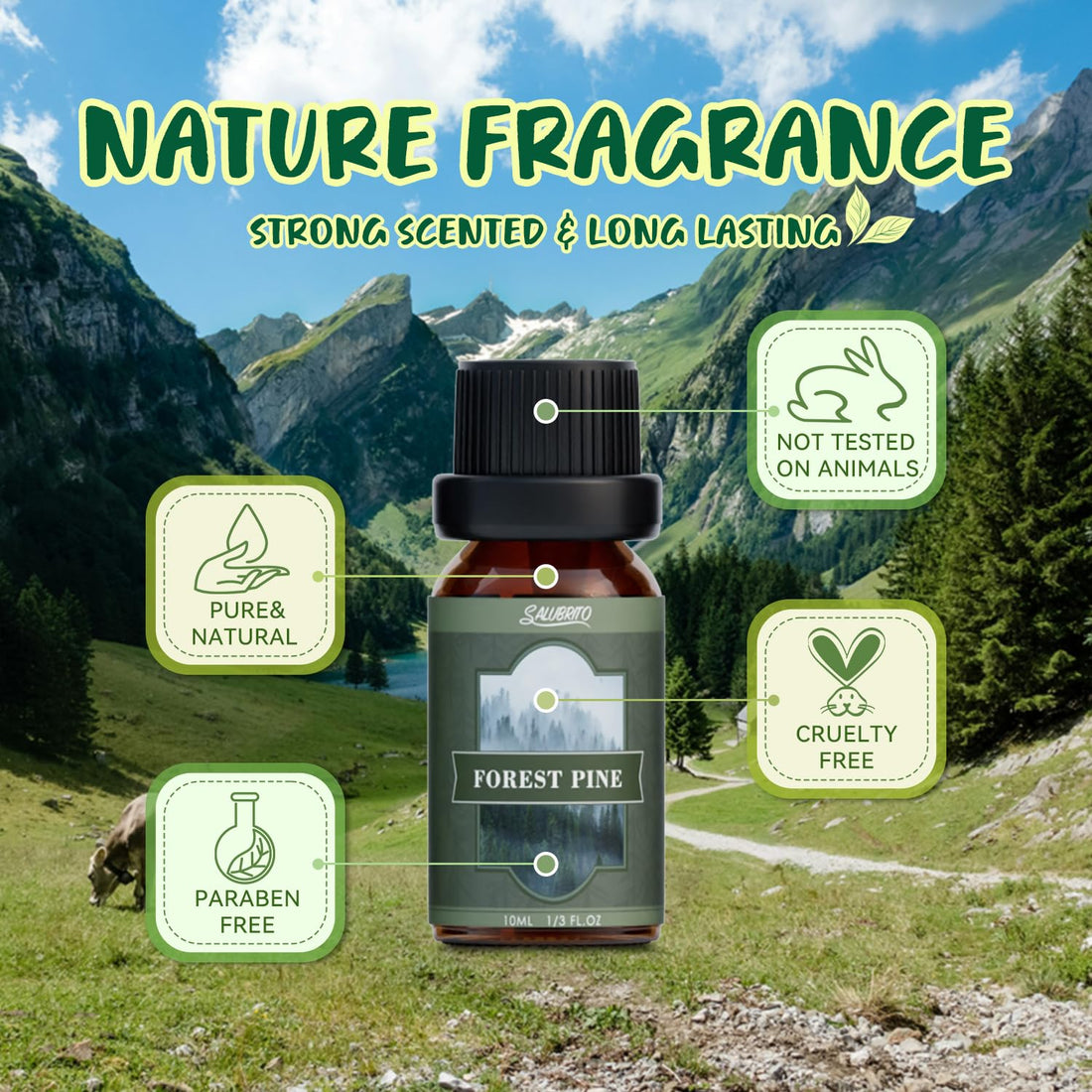 SALUBRITO Clean Essential Oils Set, Fresh Cotton, Clean Home, Fresh Linen, Soft Powder, Blossom Soap, Mint Scented Oils for for Diffuser, Candle, Soap Making