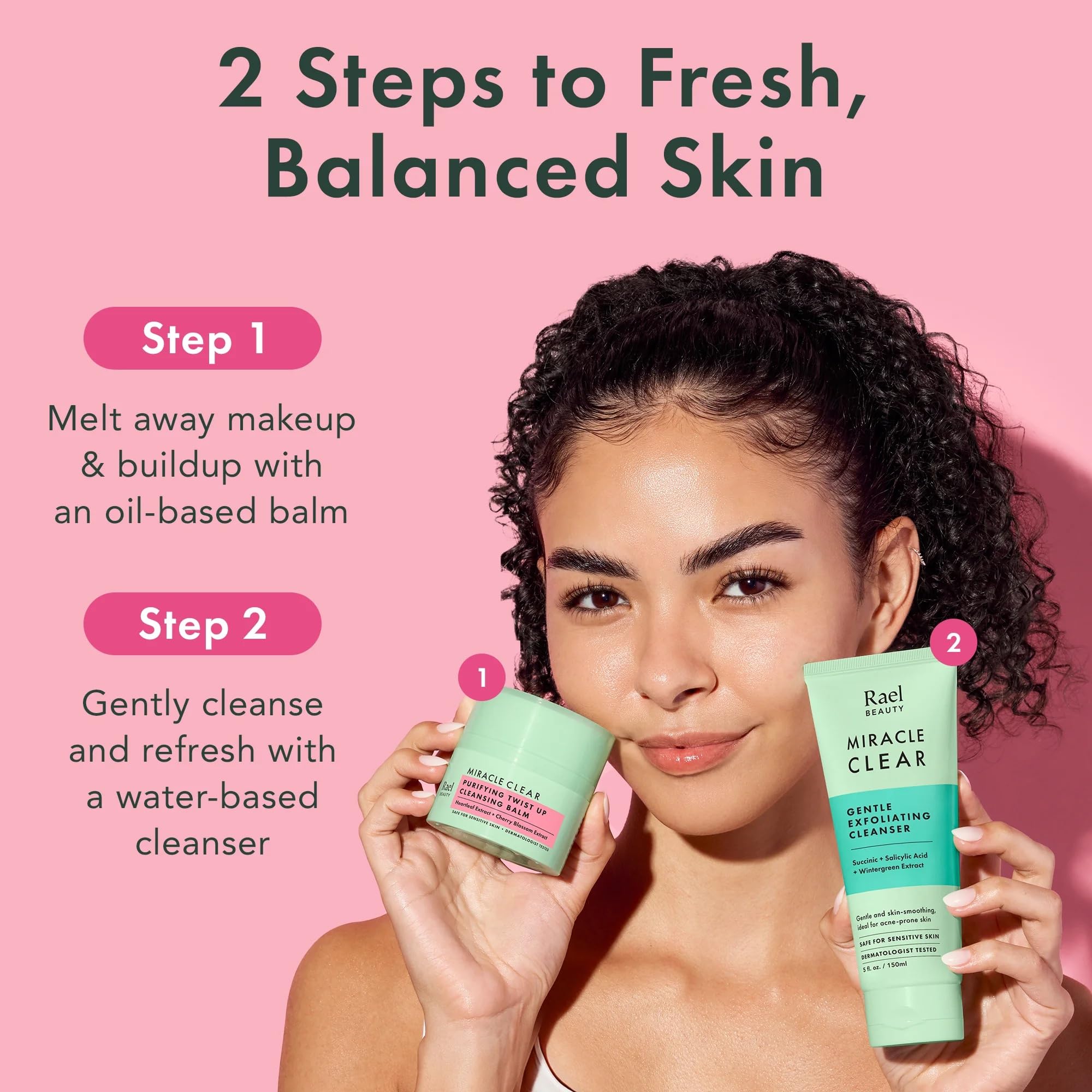 Rael Miracle Clear Facial Cleanser – Makeup Remover, Daily Face Wash, Gentle Deep Pore Cleansing Korean Skin Care for Oily & Combination Skin (Exfoliating Cleanser, 5.1 fl. oz)