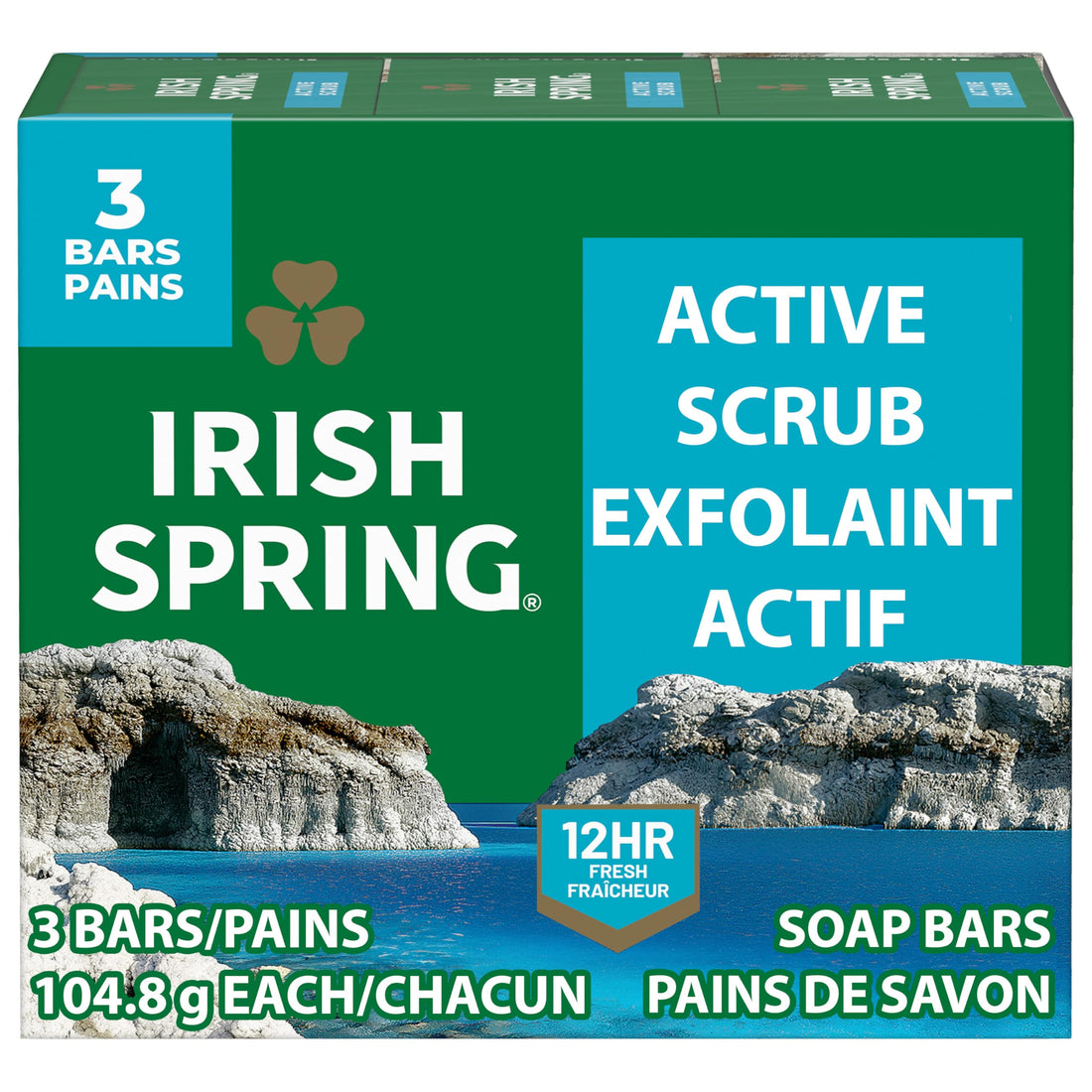 Irish Spring Bar Soap for Men, Original Clean, Smell Fresh and Clean for 12 Hours, Men Soap Bars for Washing Hands and Body, Mild for Skin, Recyclable Carton, 3.7 Ounce - 3 Count (Pack of 8)