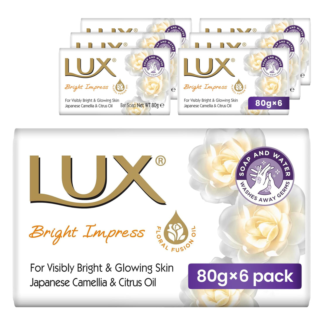 LUX Velvet Touch Soap Bar, Jasmine & Almond Oil, For Smooth Fragrant Skin, 80g (12 Pack) Halalzen