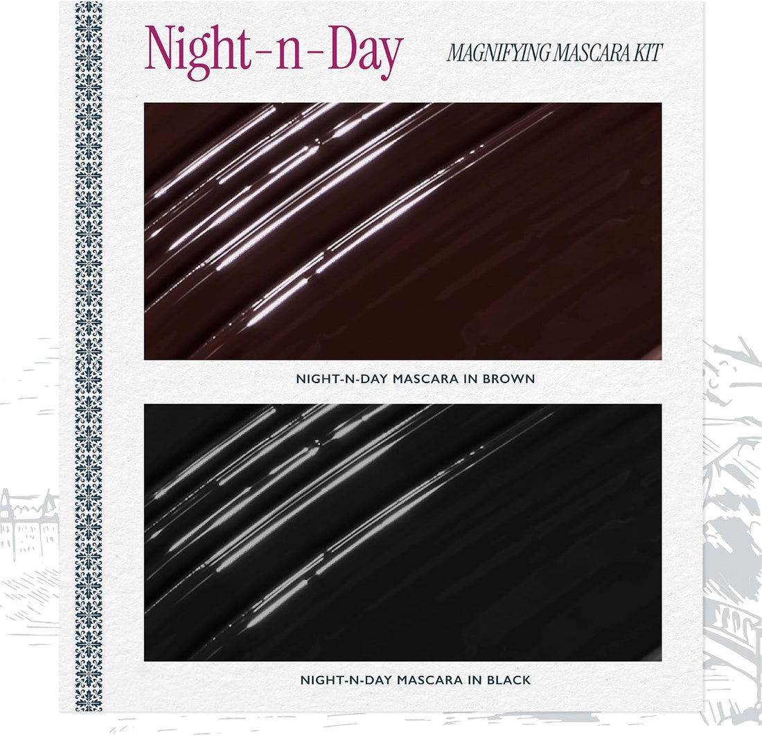 LAURA GELLER NEW YORK Night-N-Day Magnifying Mascara Kit, Holiday ’25 – Black & Brown Duo for Length, Lift & Definition – Buildable, Clump-Free Formula for Natural Day Looks & Bold Night Glam Halalzen