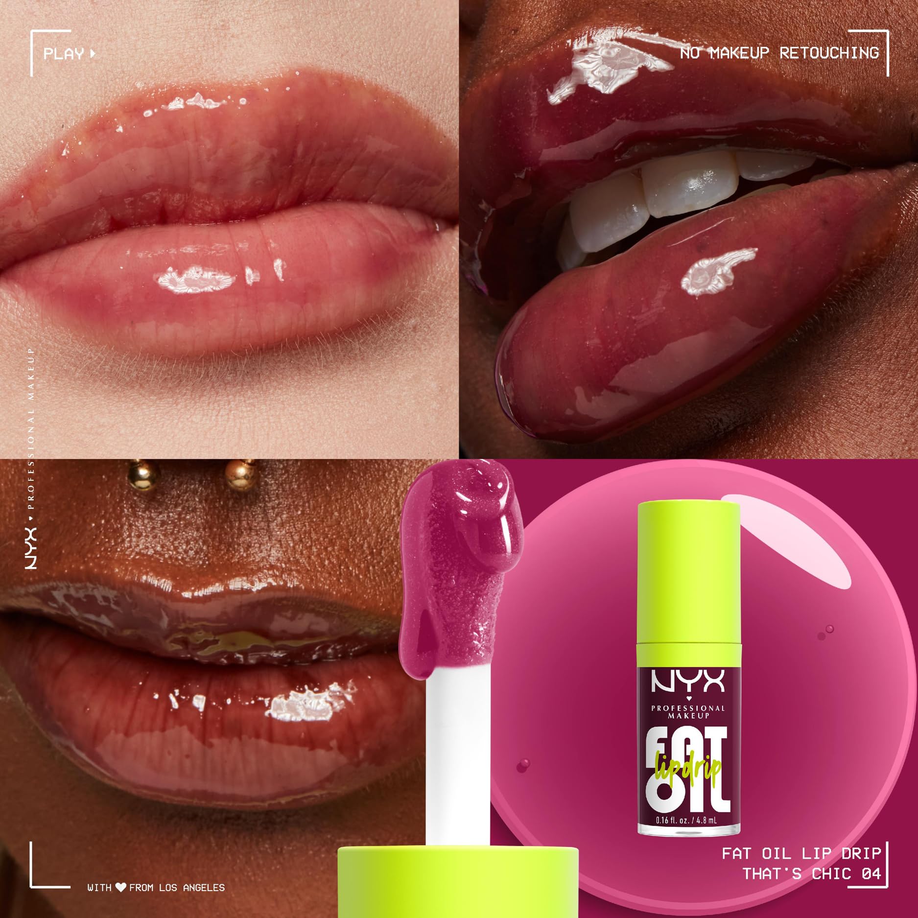 NYX Professional Makeup Lip Oil, Fat Oil Lip Drip, High Shine Tinted Gloss, 12hr Hydrating Lip Treatment with Squalane, Non-Sticky, Vegan, Shade: Splash Of Cream