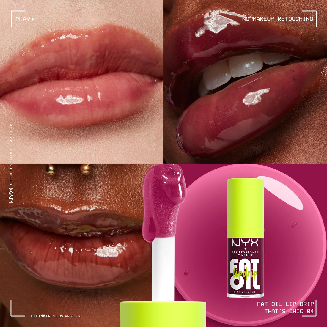 NYX Professional Makeup Lip Oil, Fat Oil Lip Drip, High Shine Tinted Gloss, 12hr Hydrating Lip Treatment with Squalane, Non-Sticky, Vegan, Shade: Splash Of Cream