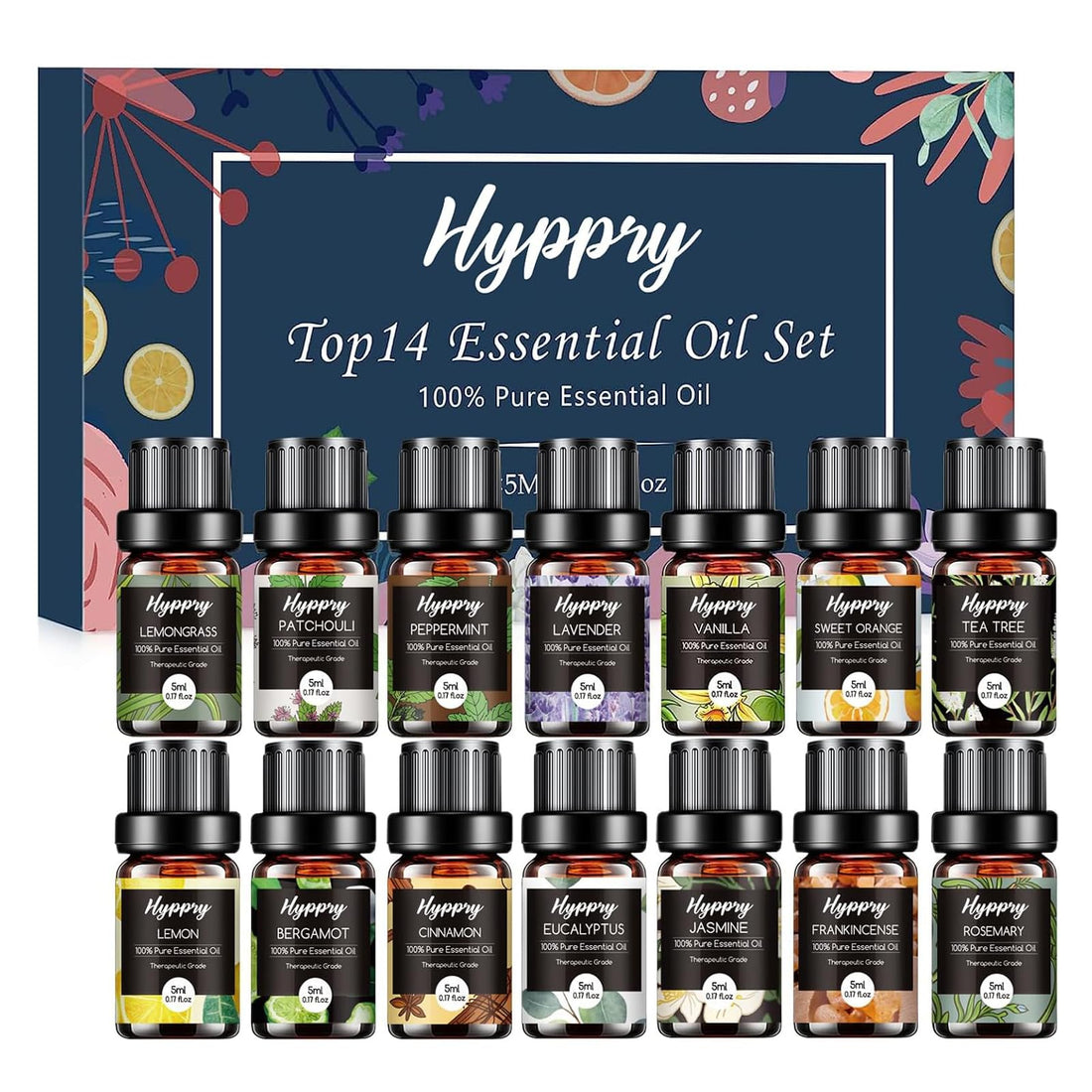 Essential Oils Set, Pure Natural Essential Oils for Diffuser for Home, Aromatherapy, Candle & Soap Making, Cleaning, Relaxing - Lavender, Tea Tree, Eucalyptus, Lemon, Cinnamon, Jasmine