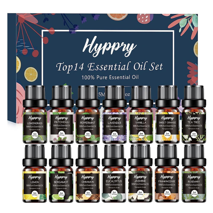 Essential Oils Set, Pure Natural Essential Oils for Diffuser for Home, Aromatherapy, Candle & Soap Making, Cleaning, Relaxing - Lavender, Tea Tree, Eucalyptus, Lemon, Cinnamon, Jasmine