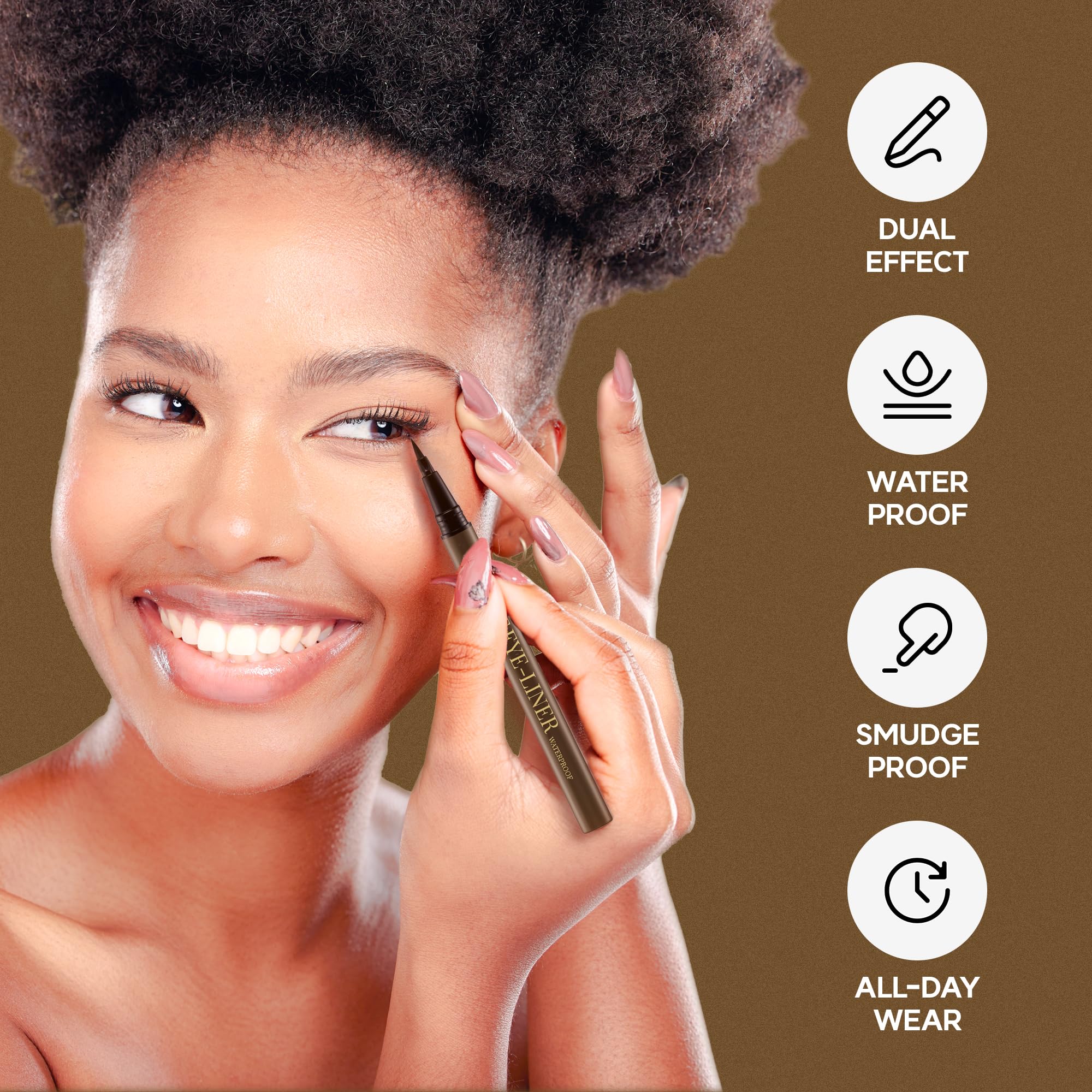 Liquid Precision Eyeliner Pen, Waterproof & Smudge-Proof, Long-Lasting Black Eye Liner, Fine & Bold Lines, 0.5g Halalzen